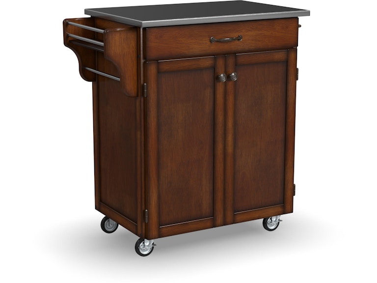 homestyles Cuisine Cart Cherry Brown Kitchen Cart w/Stainless Steel Top 9001-0072 033602460