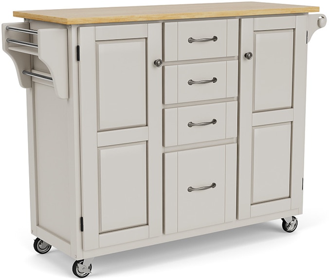 homestyles Create-a-Cart Off-White Kitchen Cart w/Natural Brown Wood Top 9100-1021 309689475