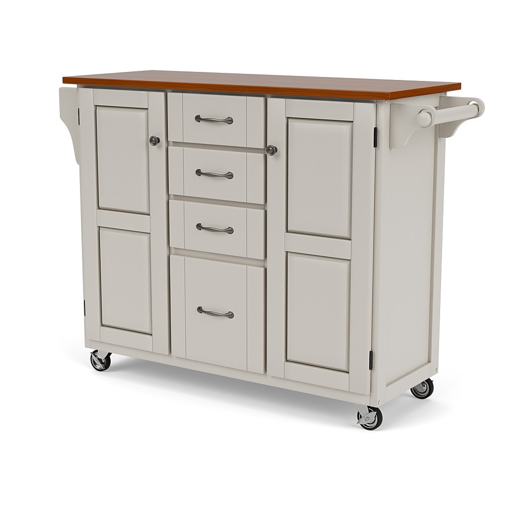 Shop our CreateaCart Solid Wood White Kitchen Cart w/ Solid Wood Oak Finish Top by homestyles