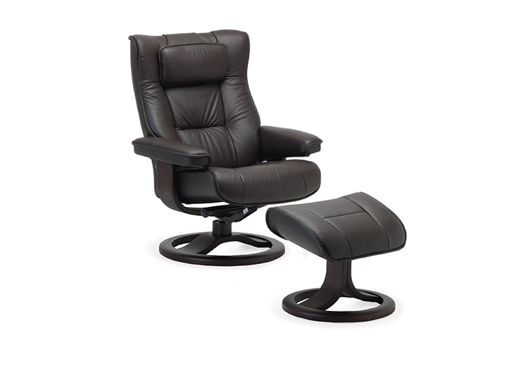 Black recliner chair online with footstool