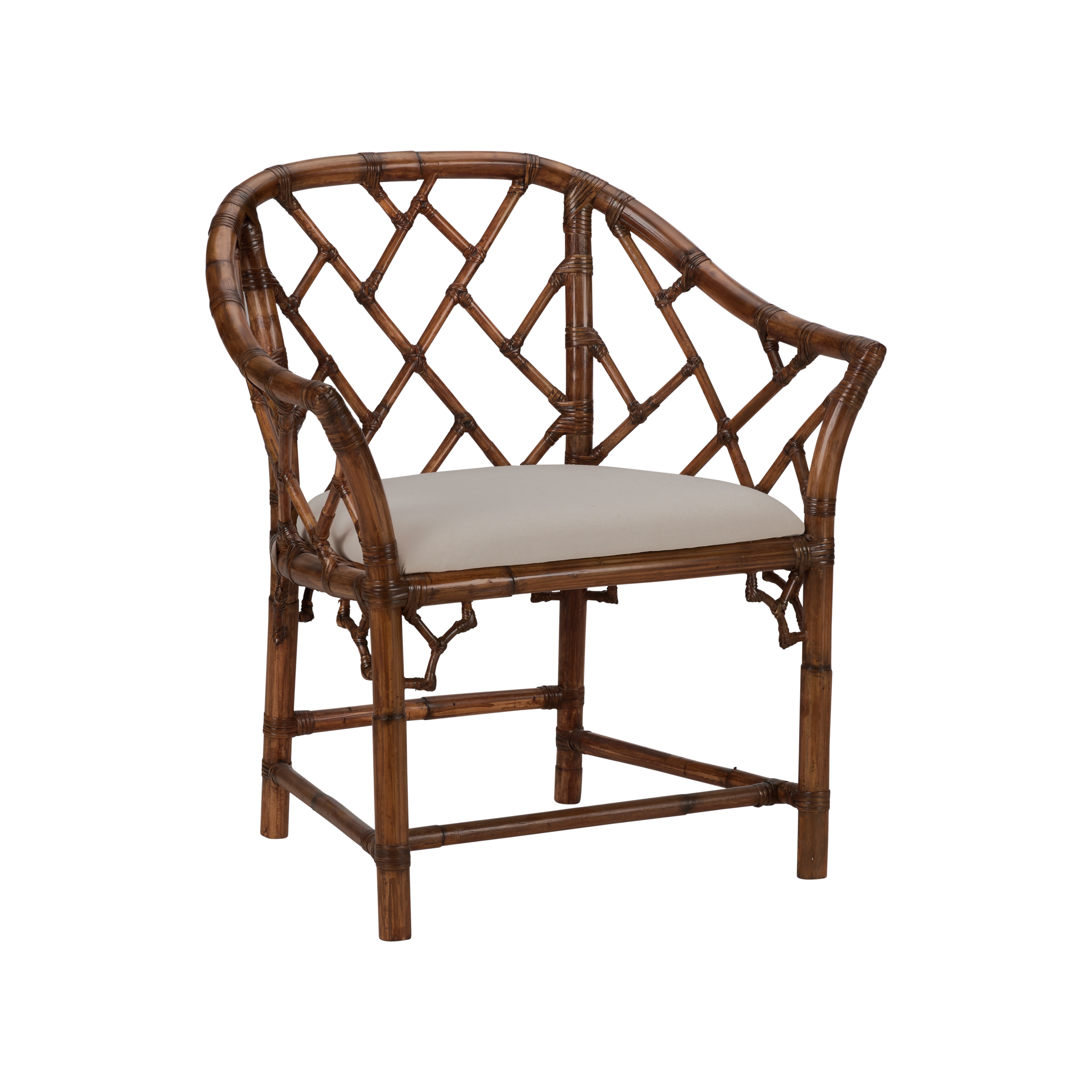  Chippendale Bamboo Arm Chair - Brown 