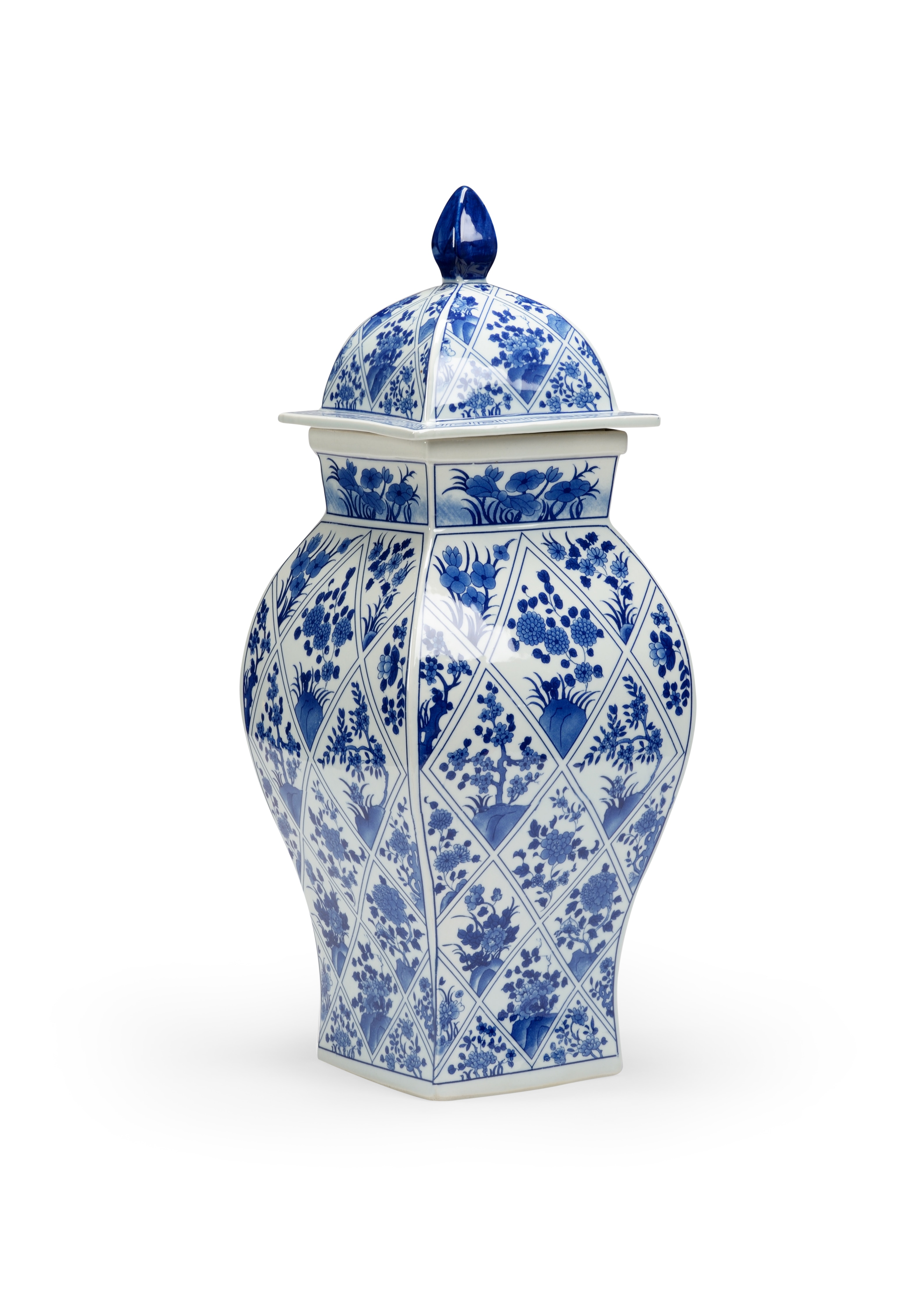 Blue And White Covered Vase 