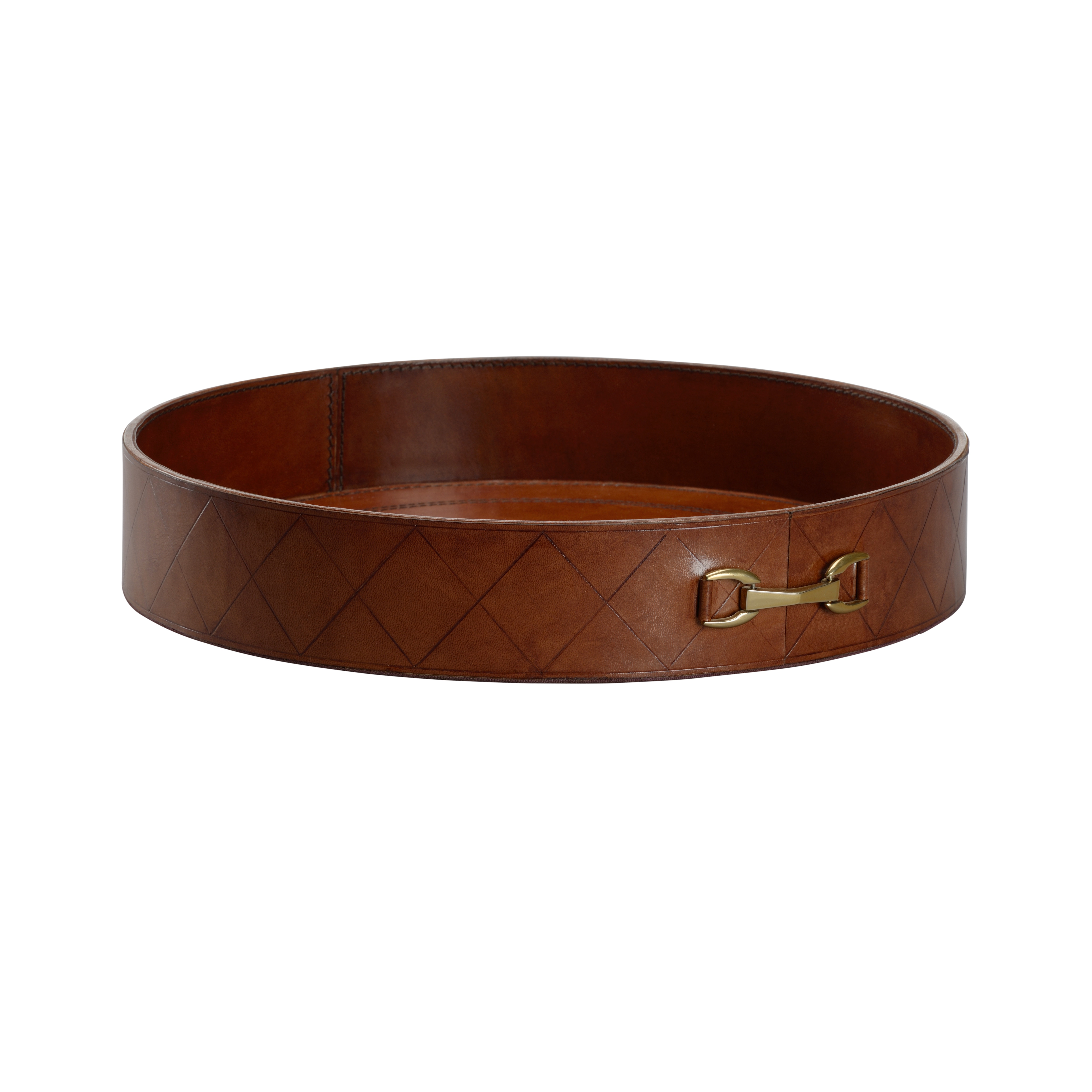 CHELSEA HOUSE LEATHER ROUND TRAY WITH METAL 385736