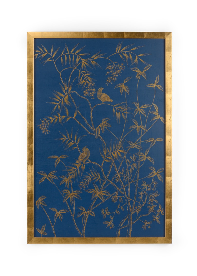 CHELSEA HOUSE Gold Buckhead Panel On Blue A 387046