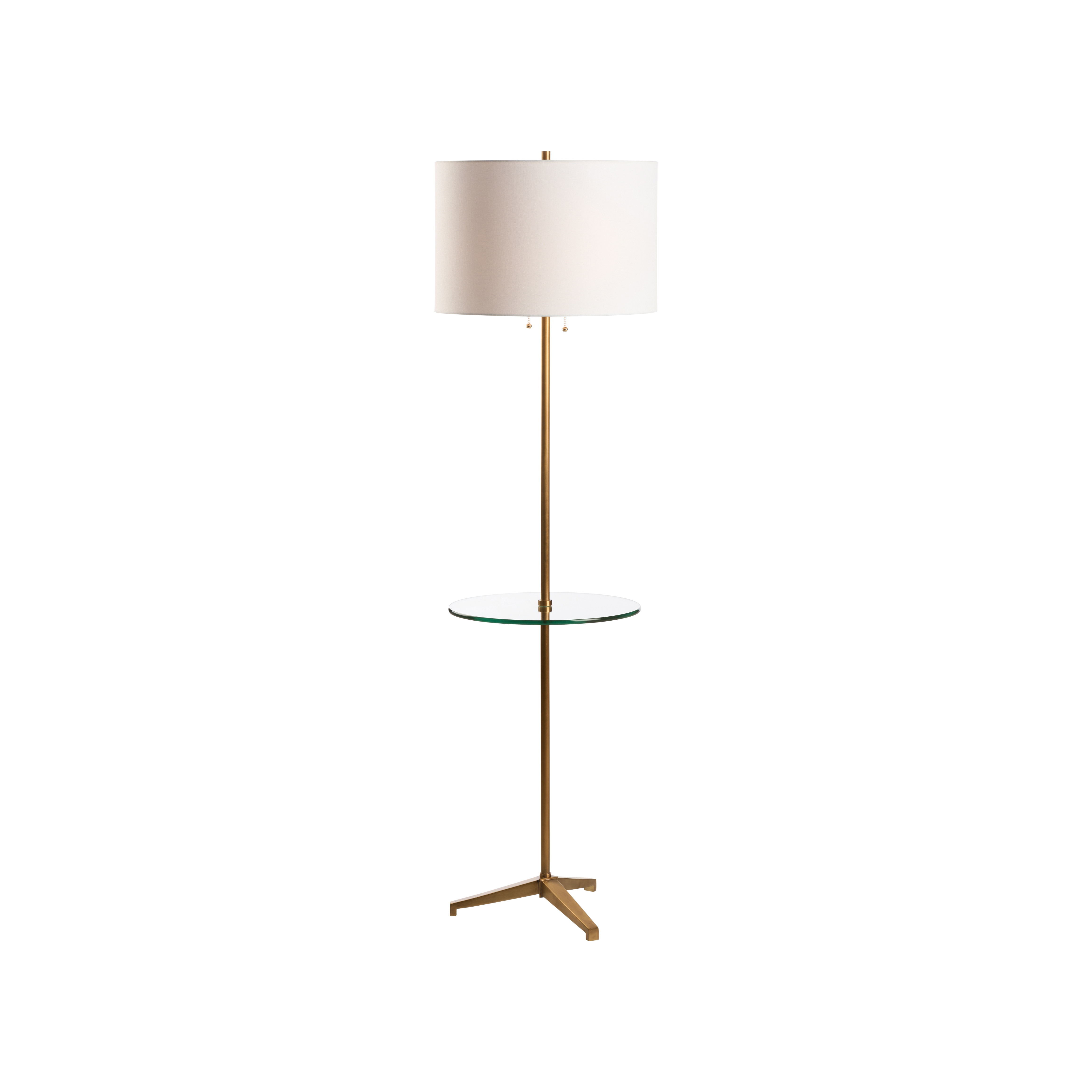  Blythwood Floor Lamp w/ Glass Table - Aged Brass 