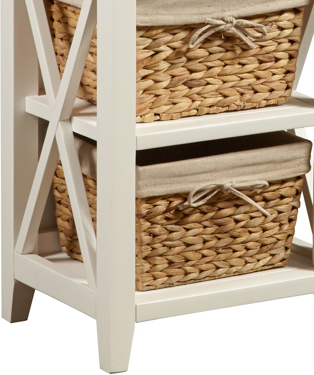 White Wood & Wicker Bathroom Drawer Unit - 3 Basket
