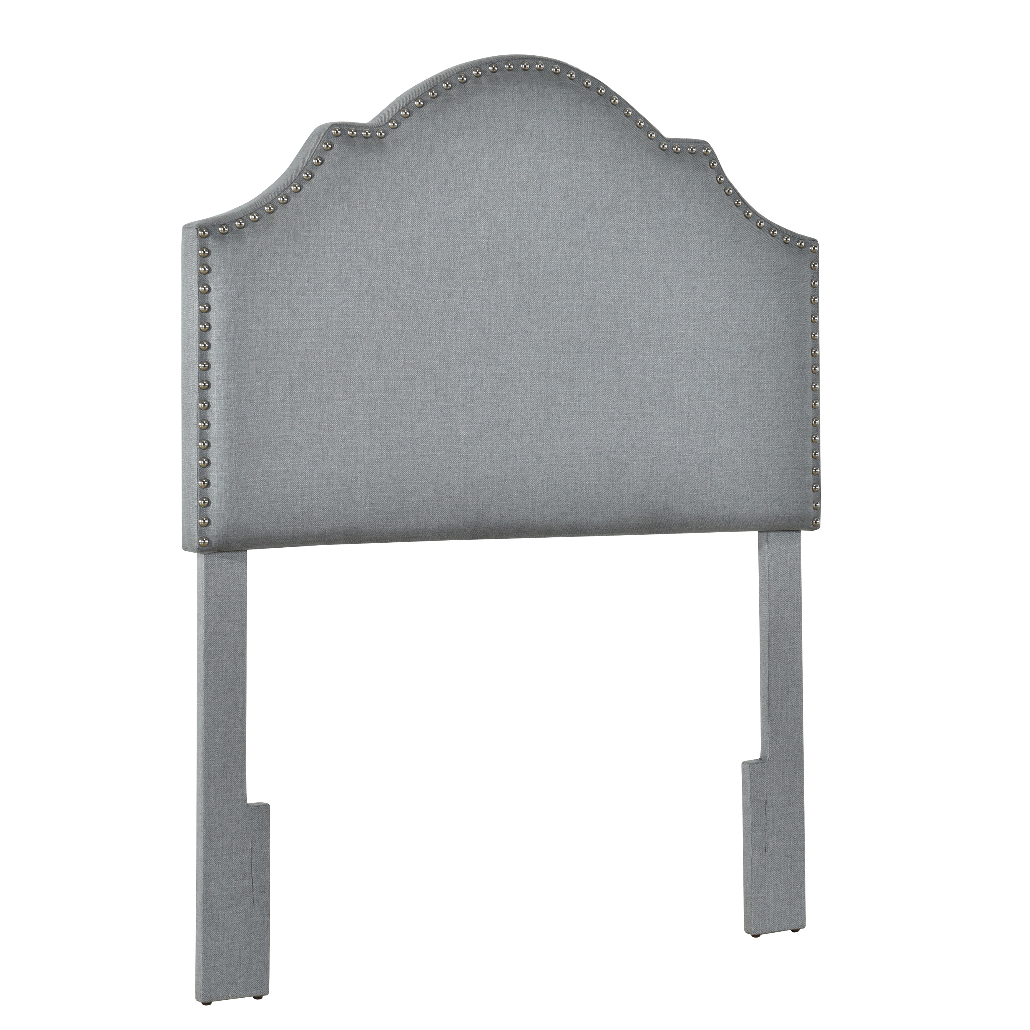 Ach Bedroom Nailhead Trim Shaped Twin Upholstered Headboard In Charcoal Gray Ds D365 230 3