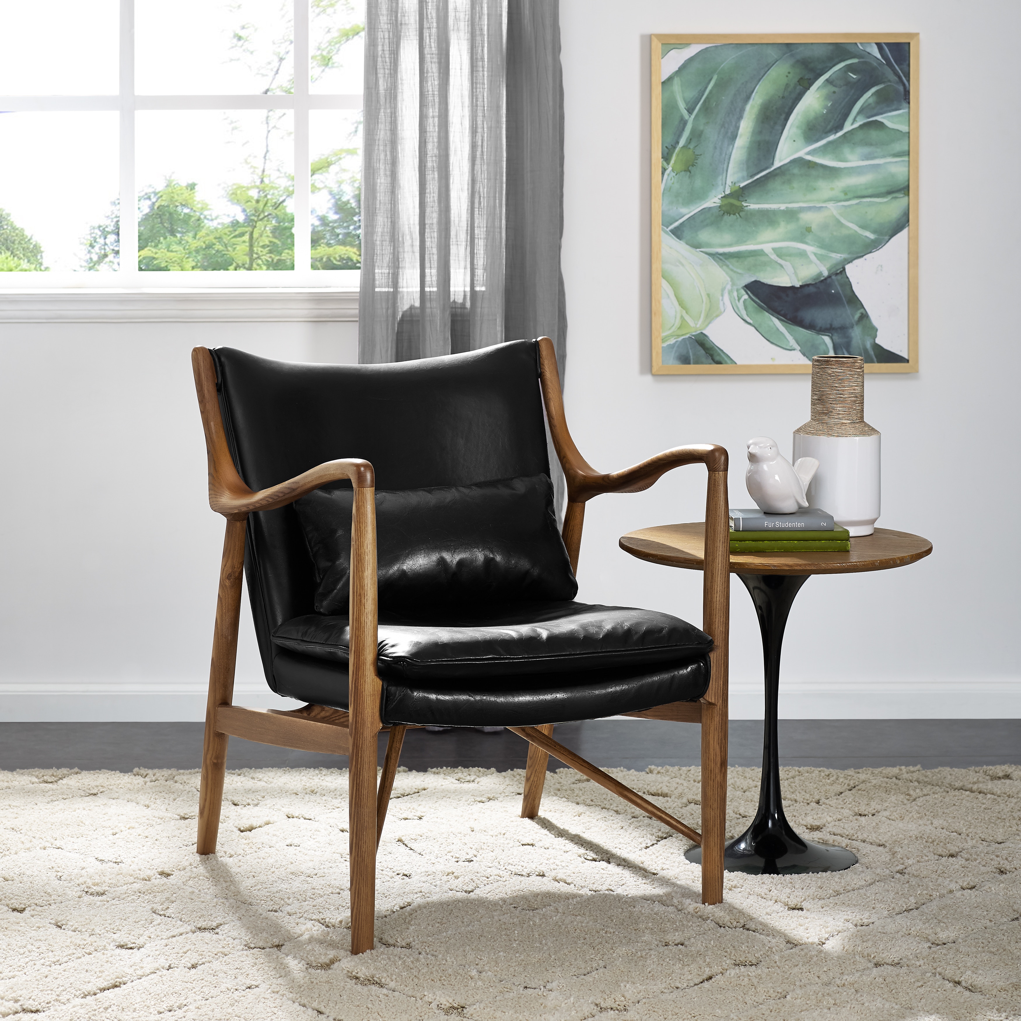 mid century modern harmony leather accent chair