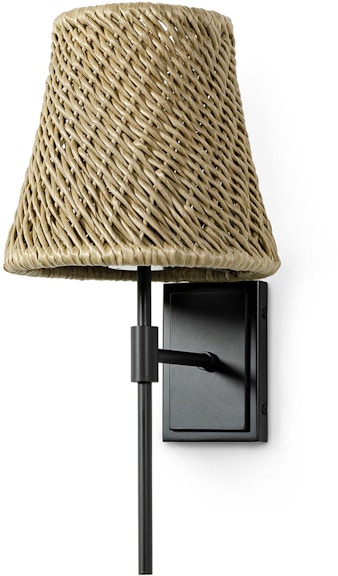 Powder coated metal frame with intricately hand-twisted all-weather  synthetic wicker in seagrass