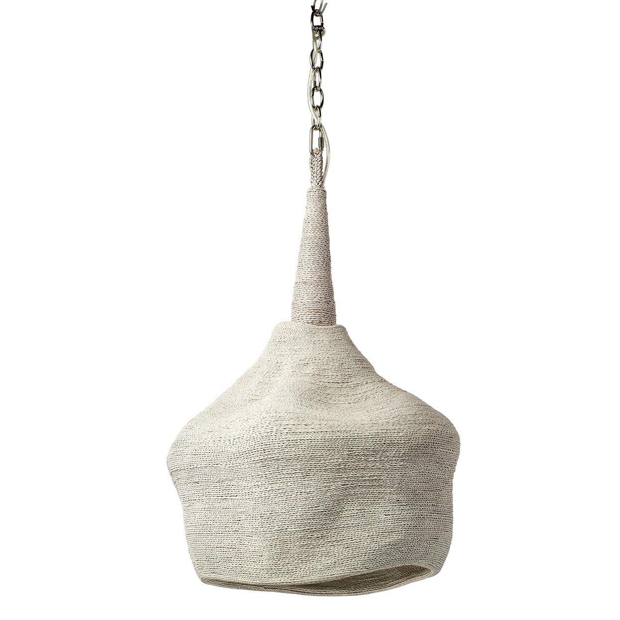 Hand-woven lampakanay rope wrapped over a metal frame in a white