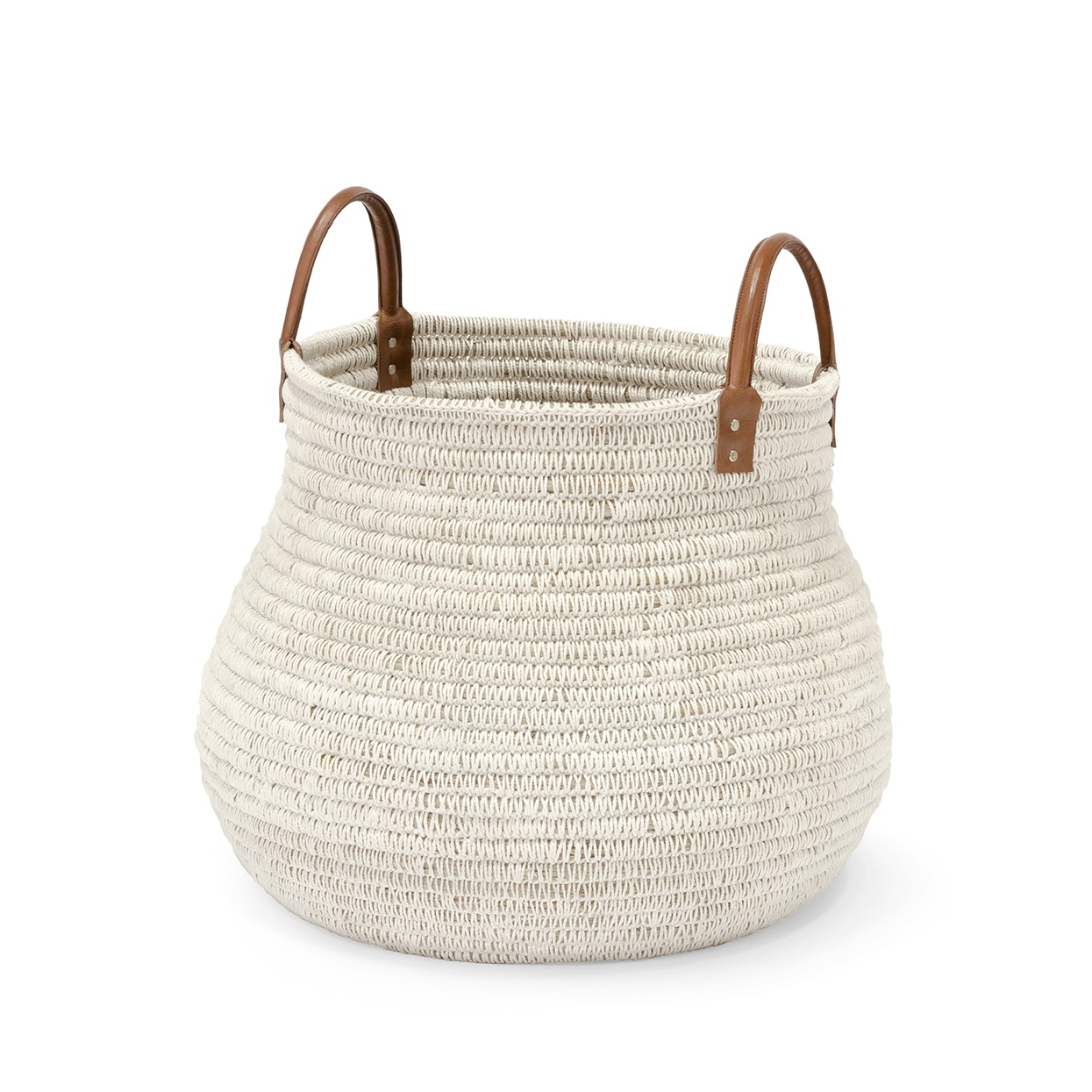 Natural seagrass frame in a coil weave design with hand-wrapped