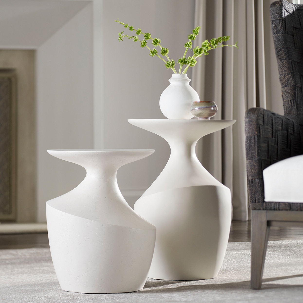 Chelsea Outdoor Side Table Tall White PALECEK