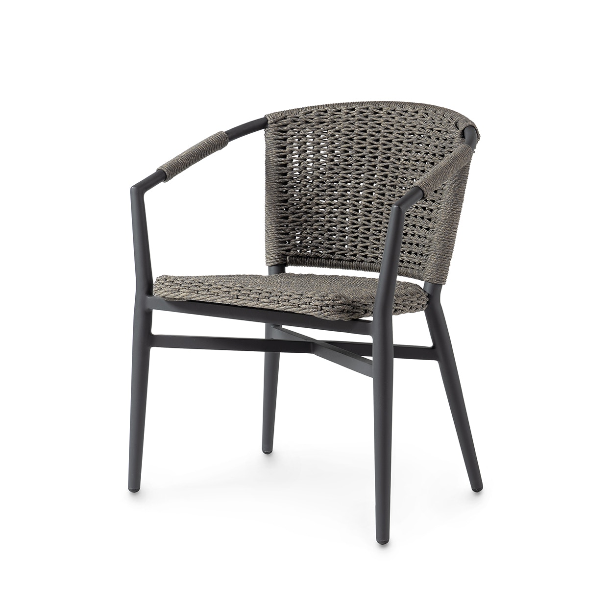 Nina Outdoor Stackable Arm Chair, Charcoal | PALECEK