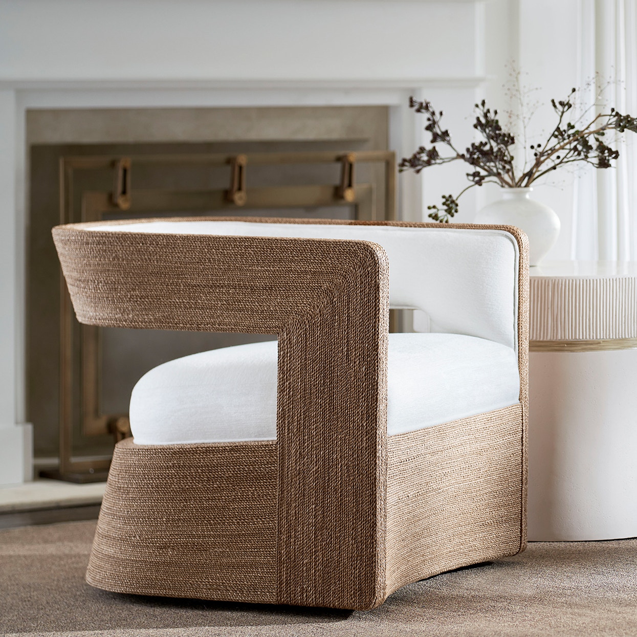 Palecek Living Room HADLEY SWIVEL LOUNGE CHAIR, NATURAL 7856-01+