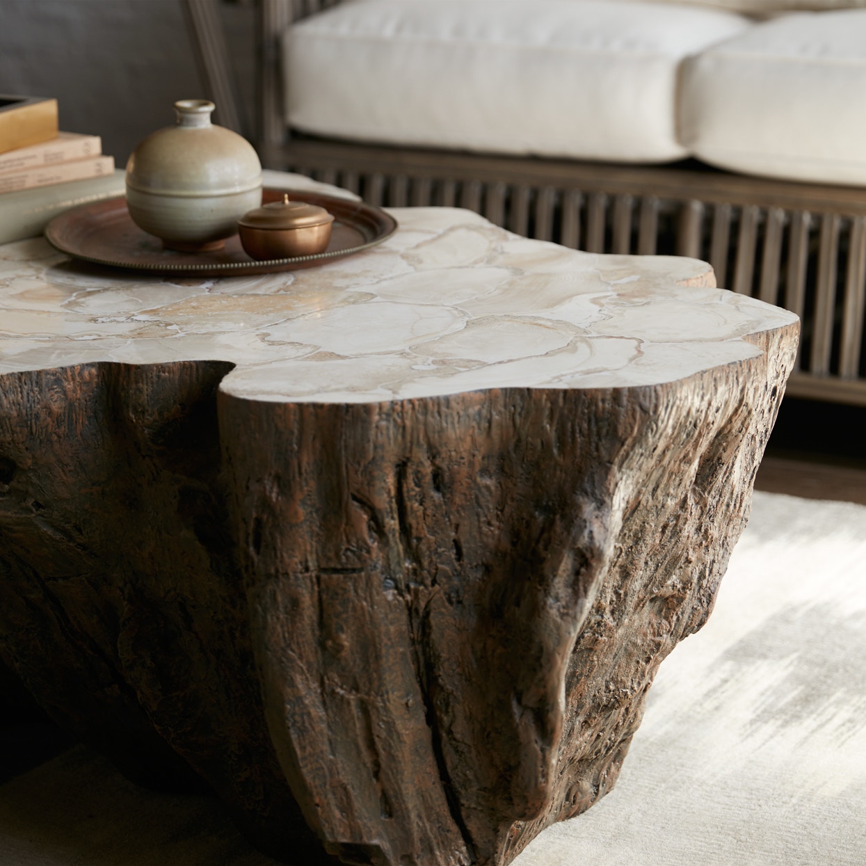 Chloe Fossil Clam Lava Coffee Table | PALECEK