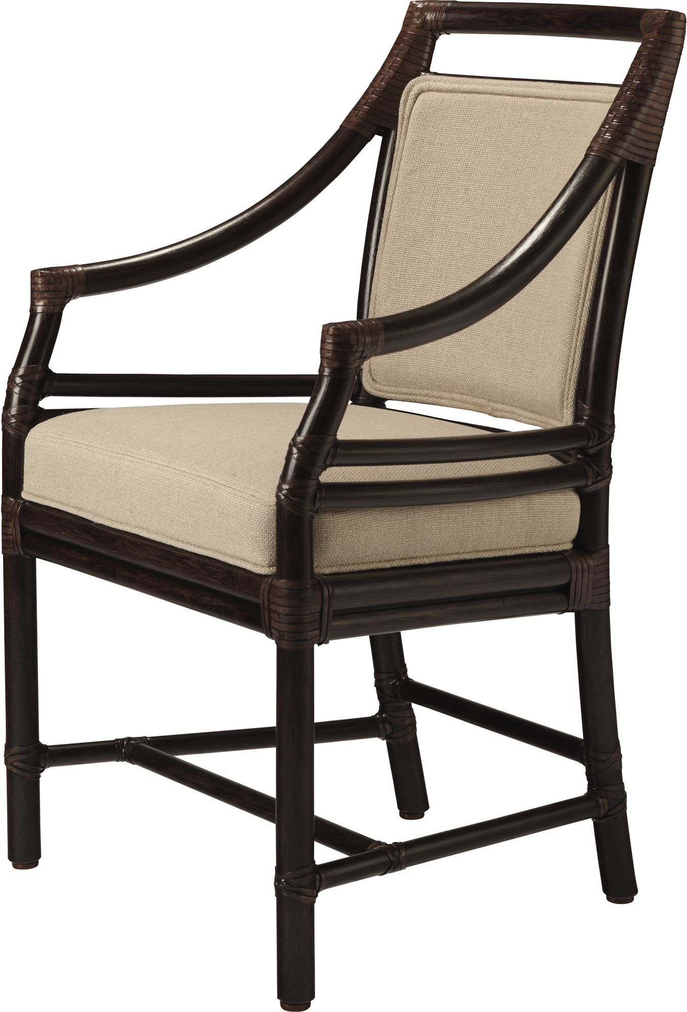 McGuire Rattan Target(R) Arm Chair, (Upholstered Back) 