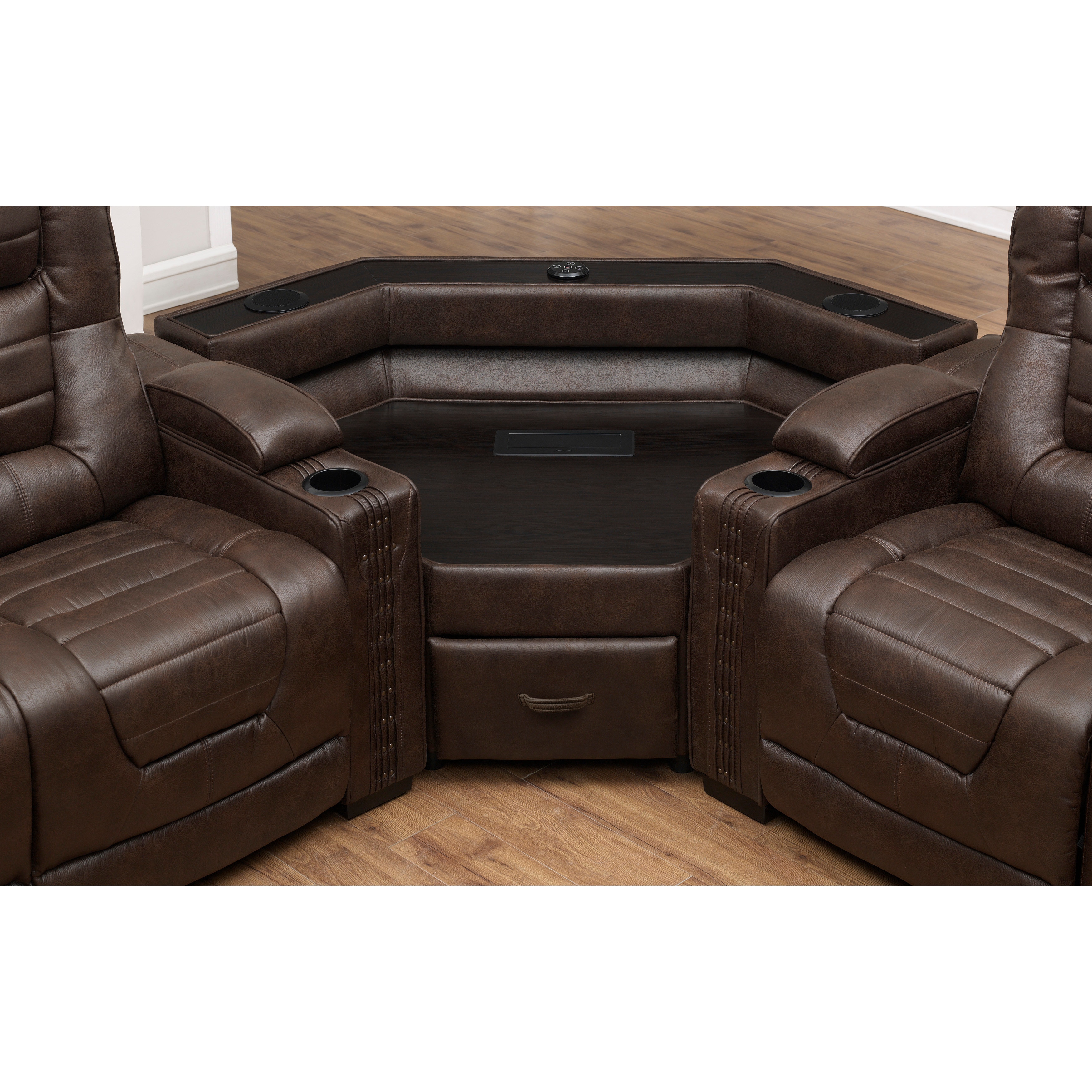 PRI Living Room Contemporary Media Corner Chair in Walnut A136-097