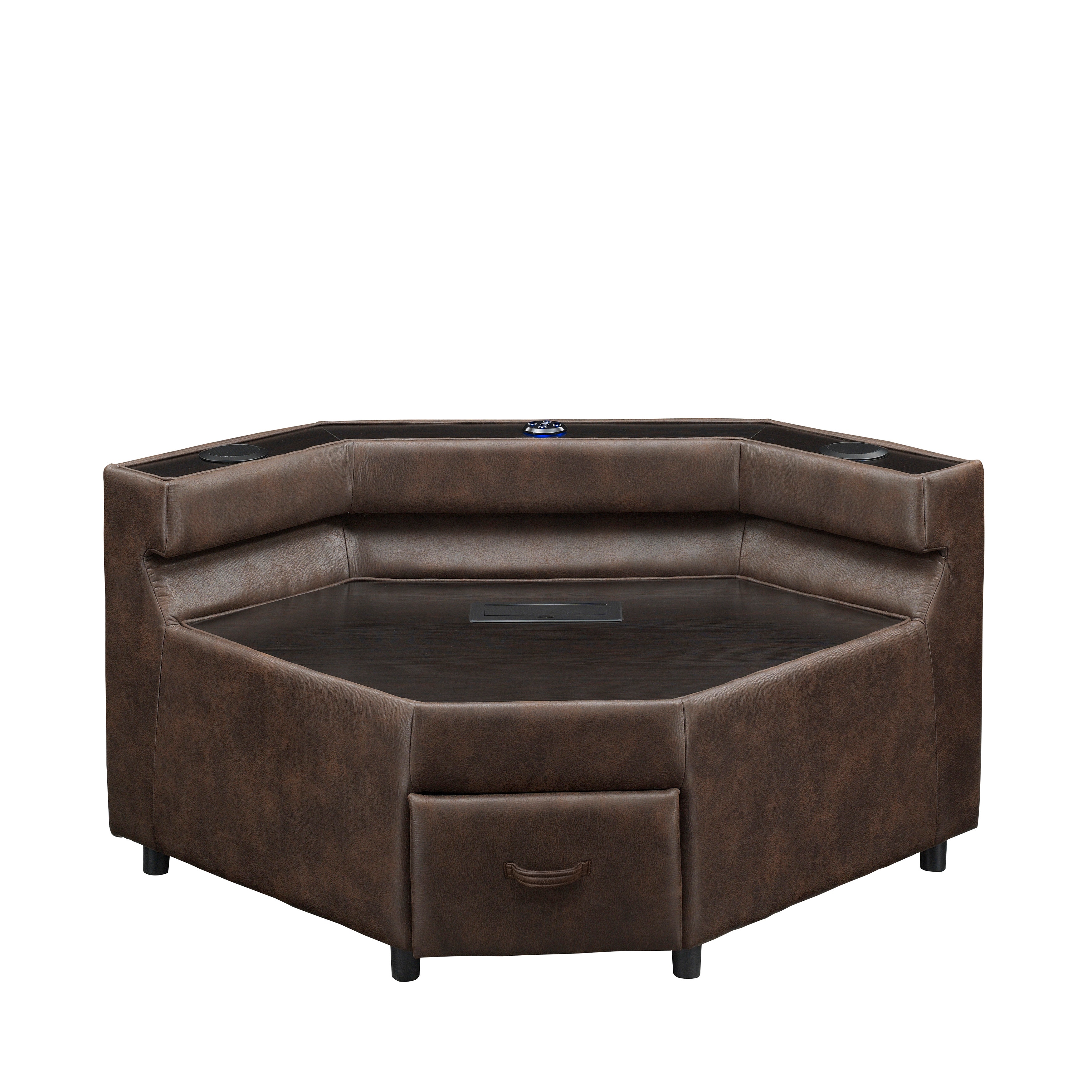 【gp_888】①コンソール特殊、助手席フラット【ローレルブラウン】 PRI Living Room Contemporary Media Corner Chair in Walnut A136-097