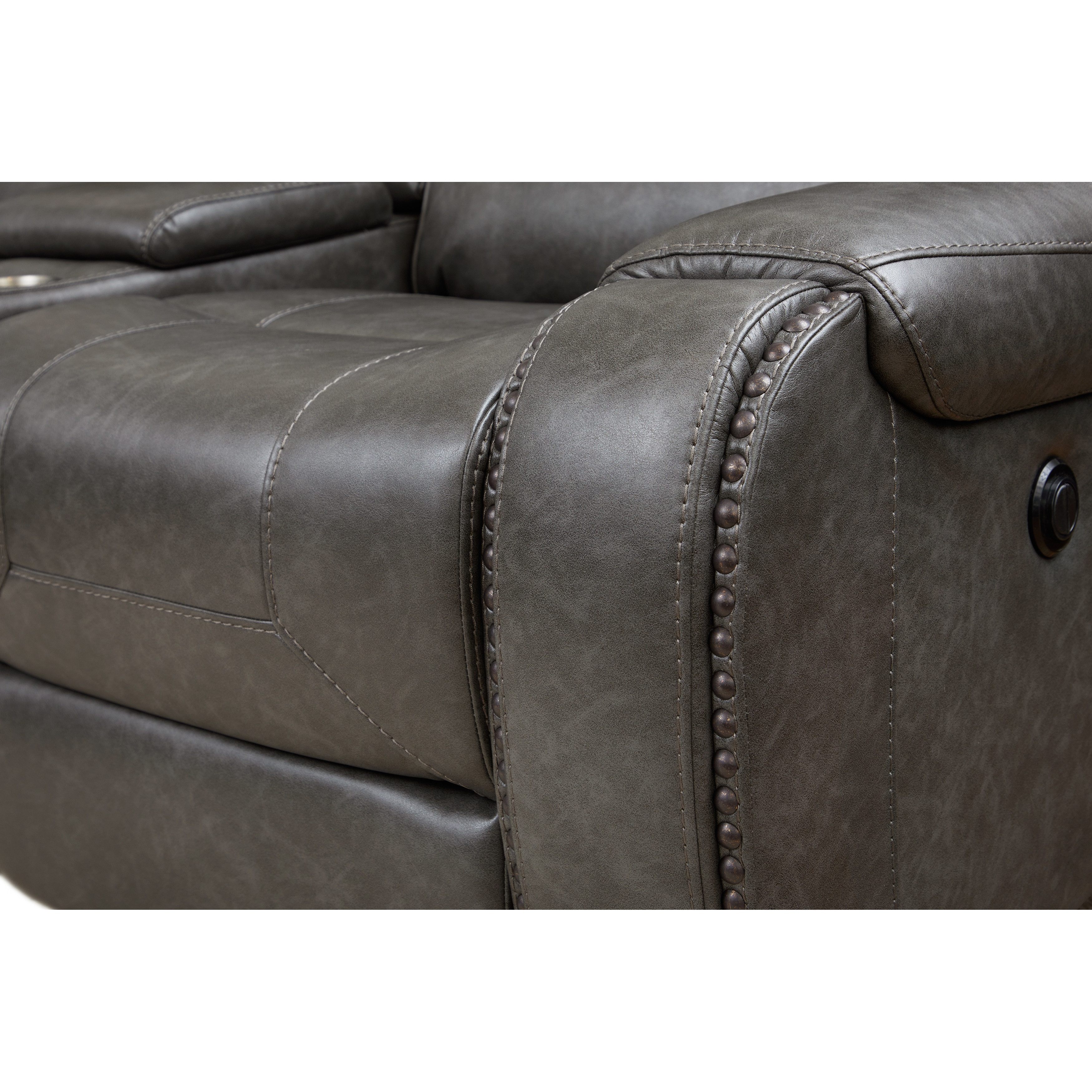 PRI Living Room 3 PC Glider Recliner Sectional in Oxford Steel