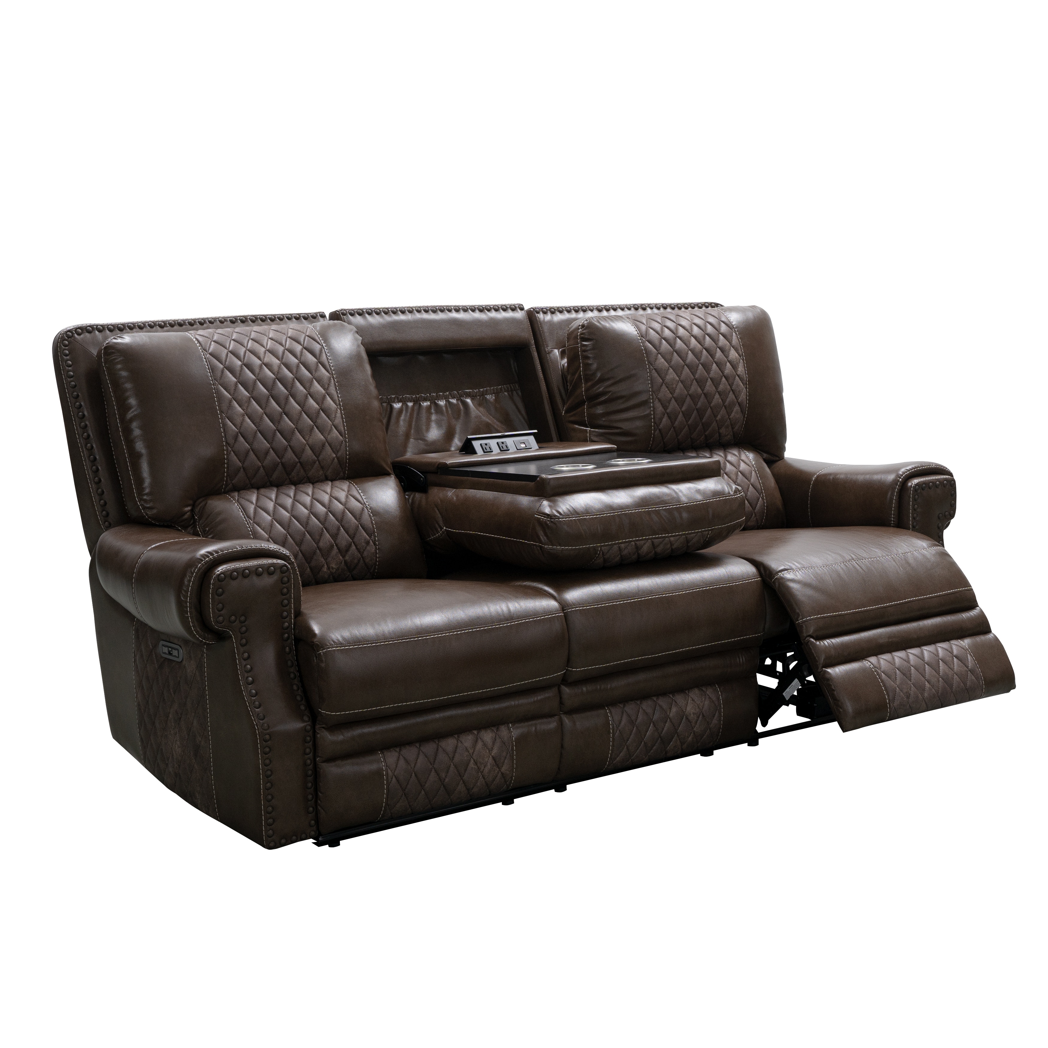 PRI Living Room Traditional Power Reclining Sofa with Drop Down 