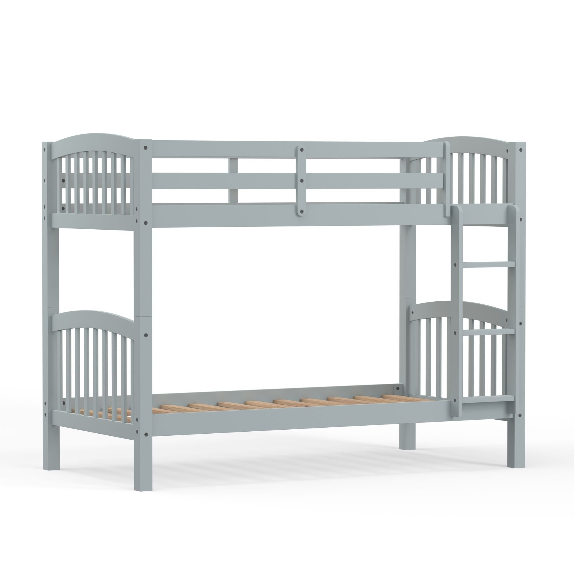 Arca Solid Wood Twin over Twin Bunk Bed - Light Gray