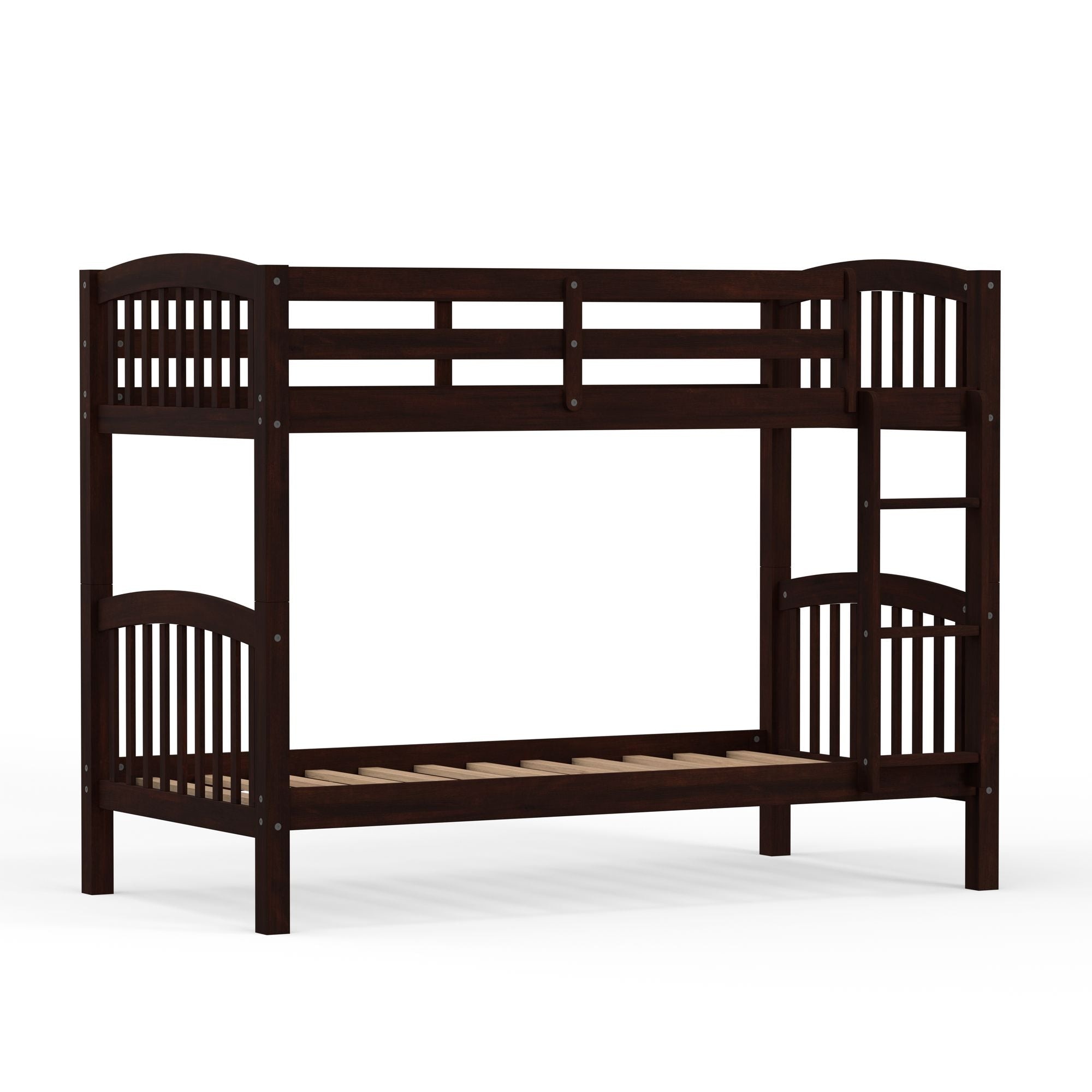 Arca Solid Wood Twin over Twin Bunk Bed - Espresso