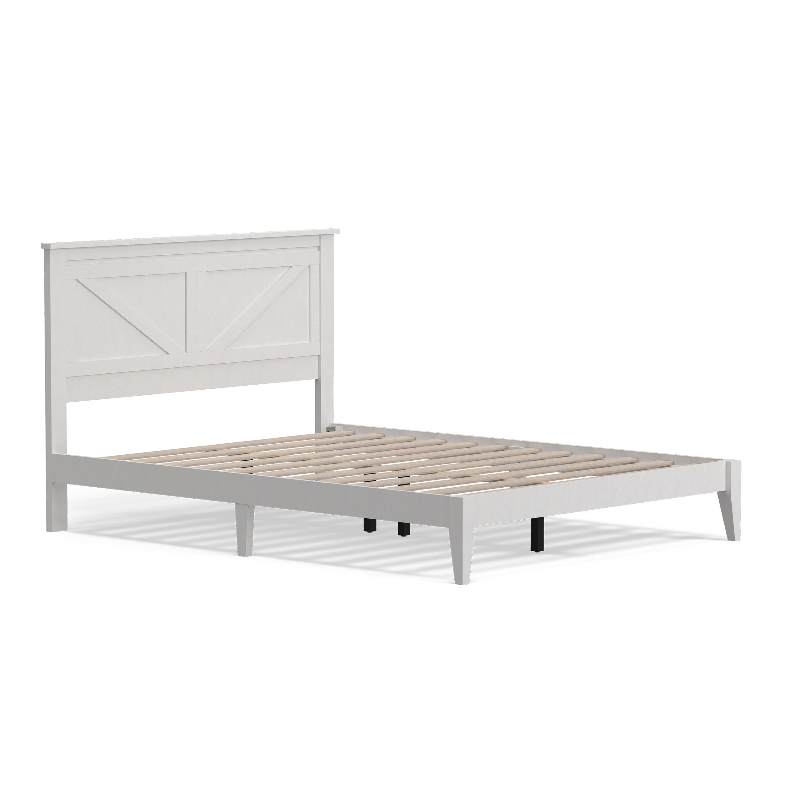 Rize Home Farmhouse Style Complete Bed - Gloss White Farmhouse Style Complete Bed - Gloss White