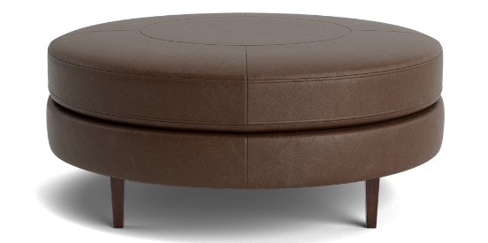 Bassett Living Room Large Leather Round Ottoman 1400-4545L