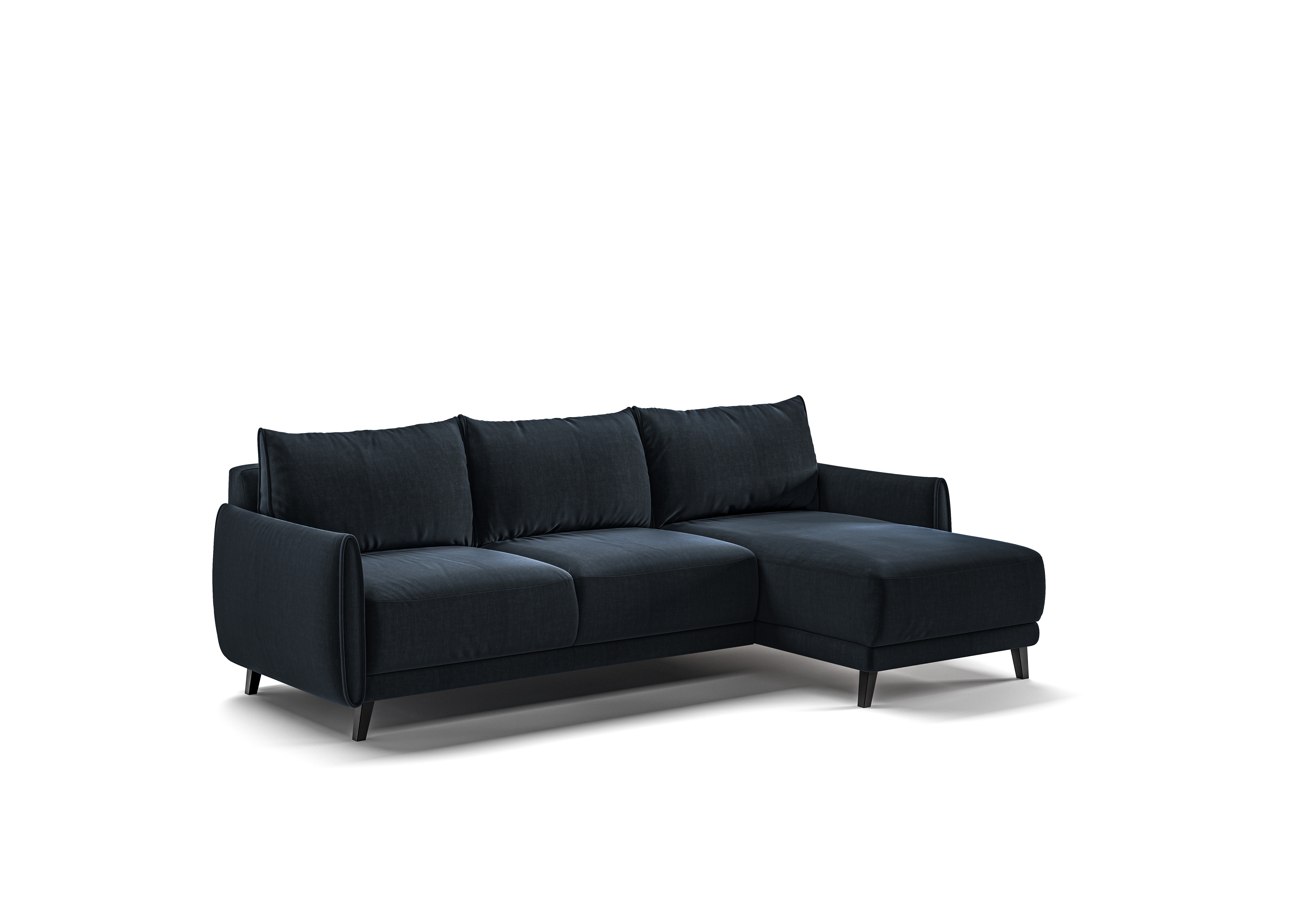 Luonto Furniture Dolphin Full XL Sectional (Reversible Chaise Loveseat Sleeper) Glamour 13 - 133/12 Black DOLP-CED-FOU-GLAM/13-133/12-BK