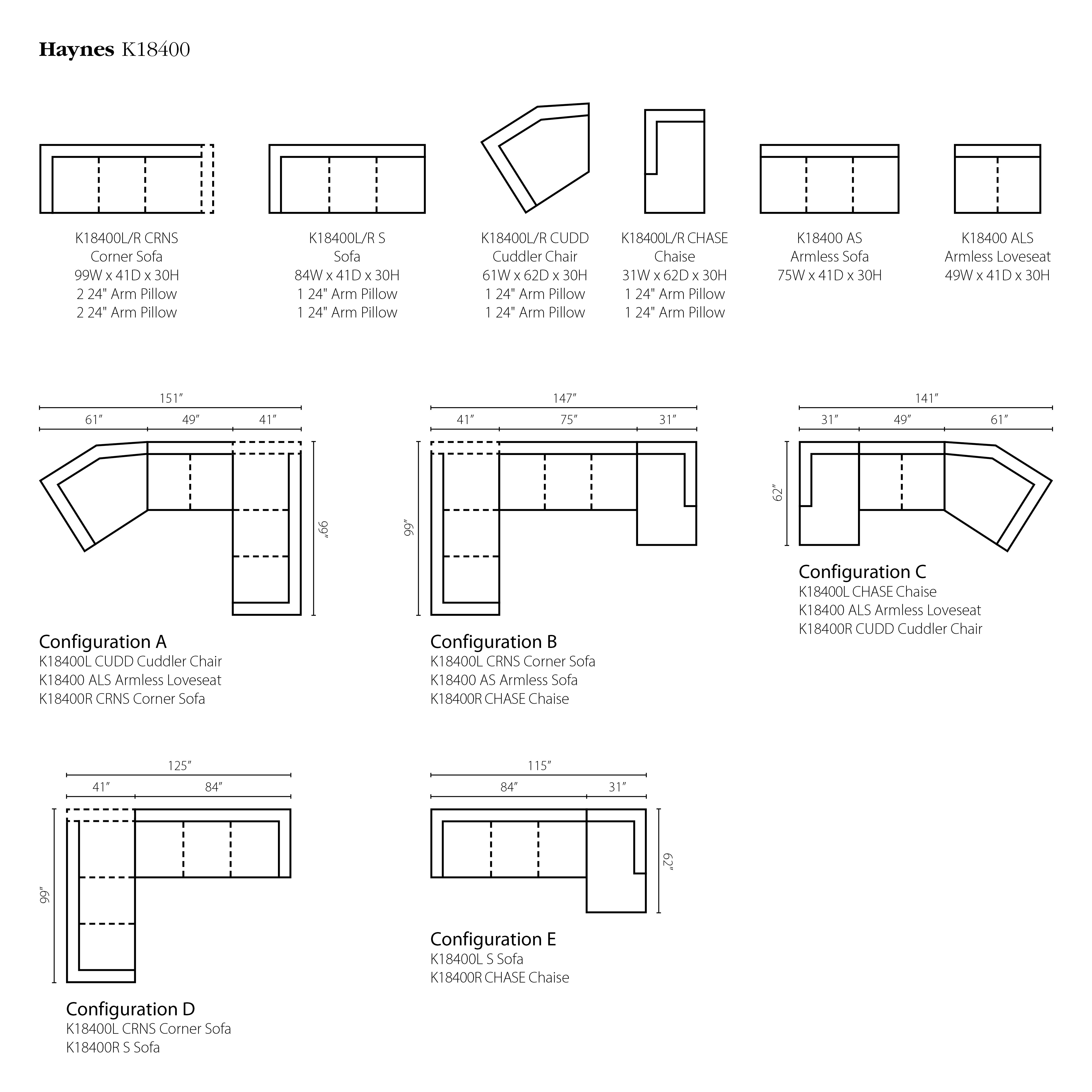 Klaussner Living Room Haynes Sectional K18400 SECT Klaussner Home Furnishings Asheboro, North