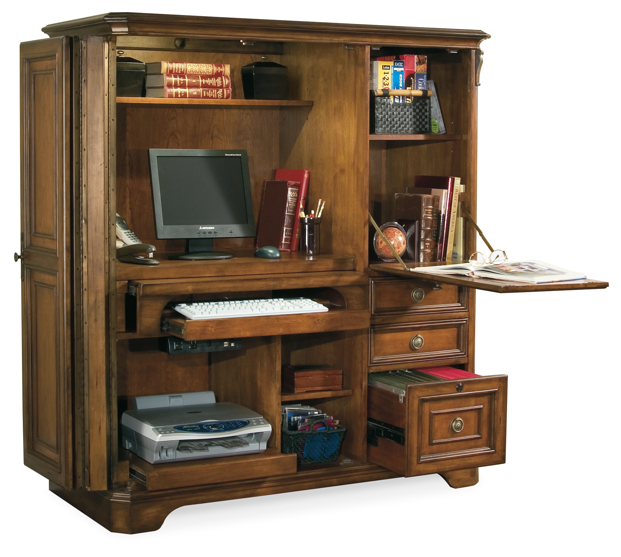 computer cabinet desk with doors