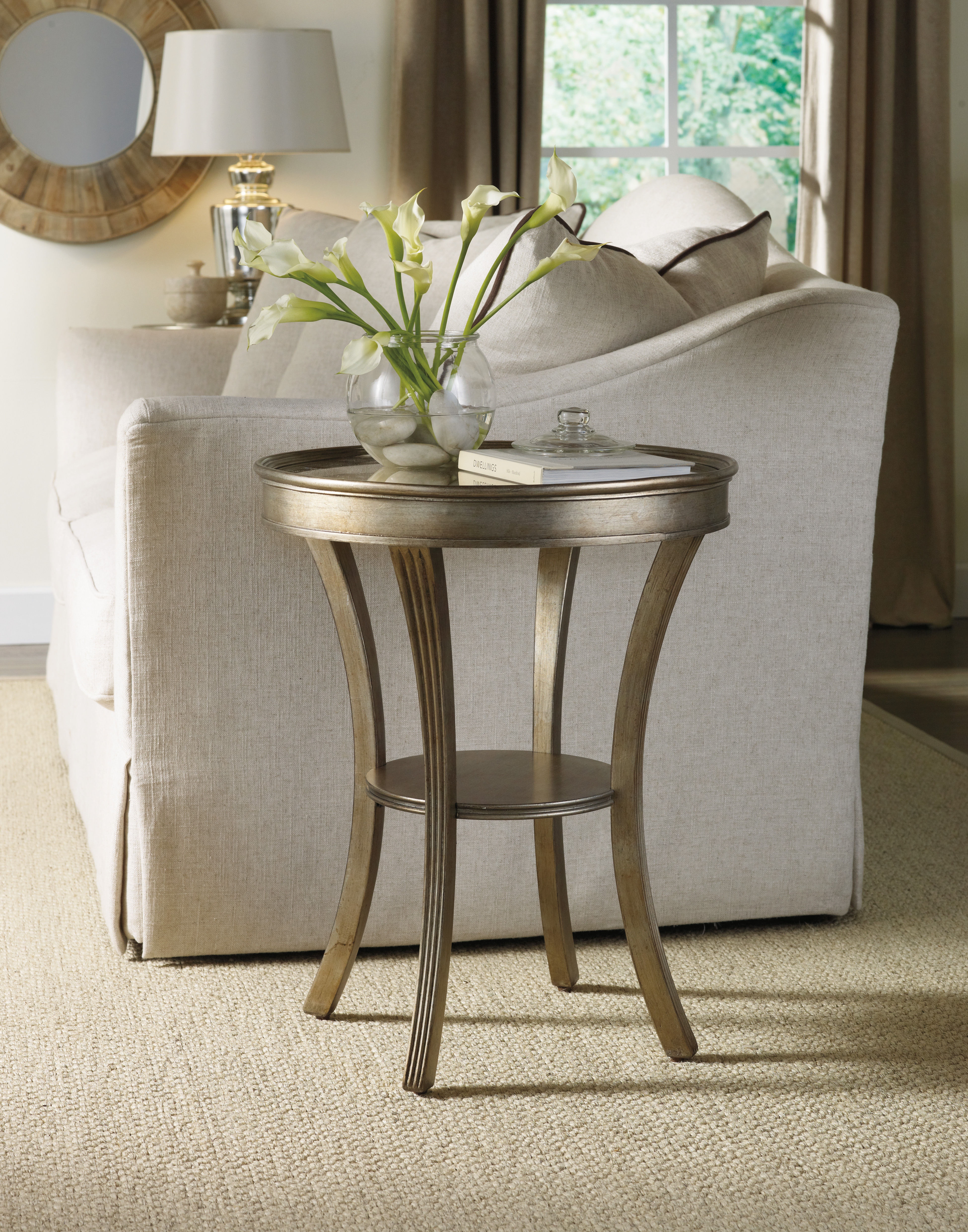 Hooker Furniture Living Room Sanctuary Round Mirrored Accent Table