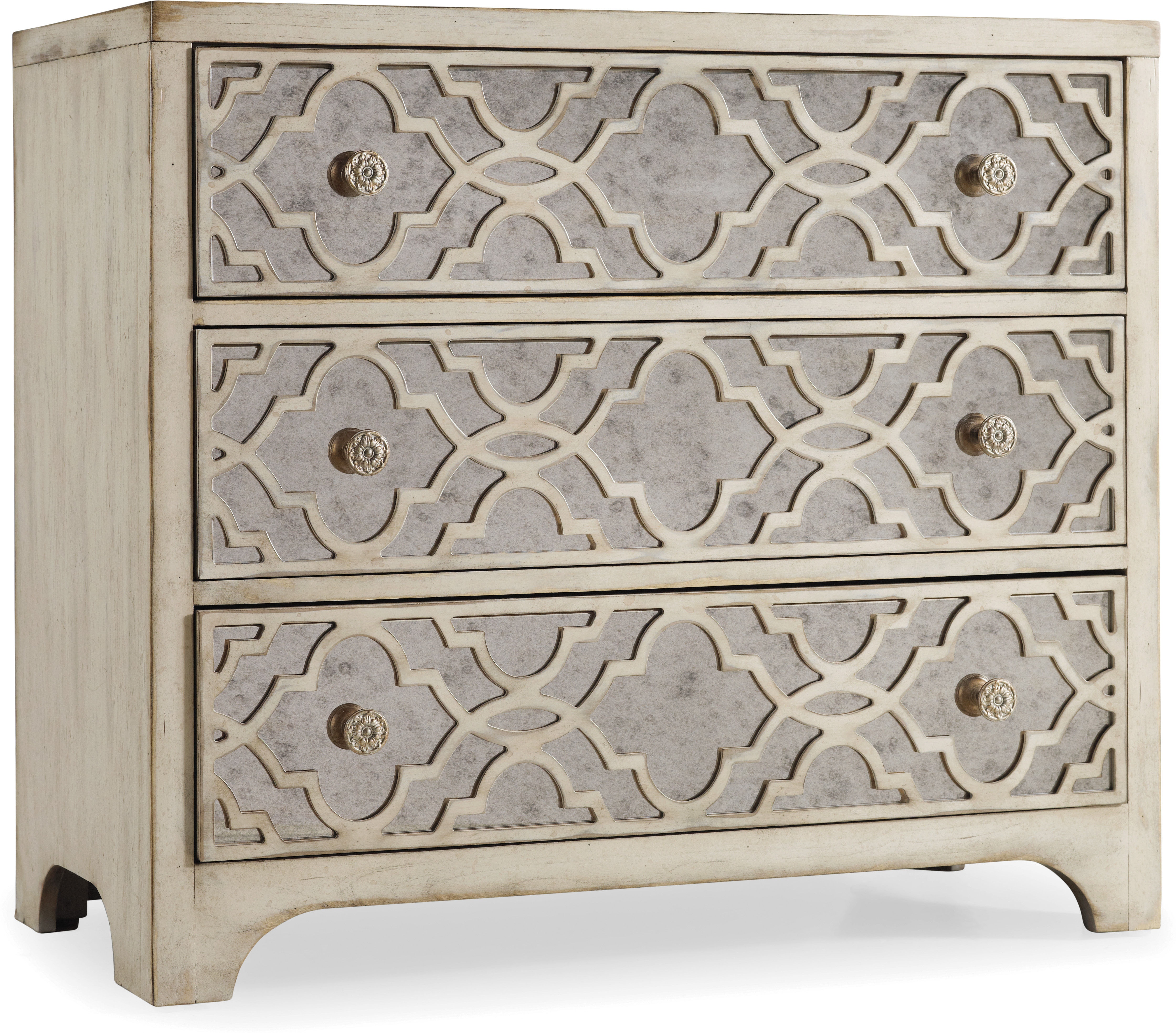 Hooker Furniture Living Room Sanctuary Three-Drawer Shaped Front Gold Chest  3008-85004