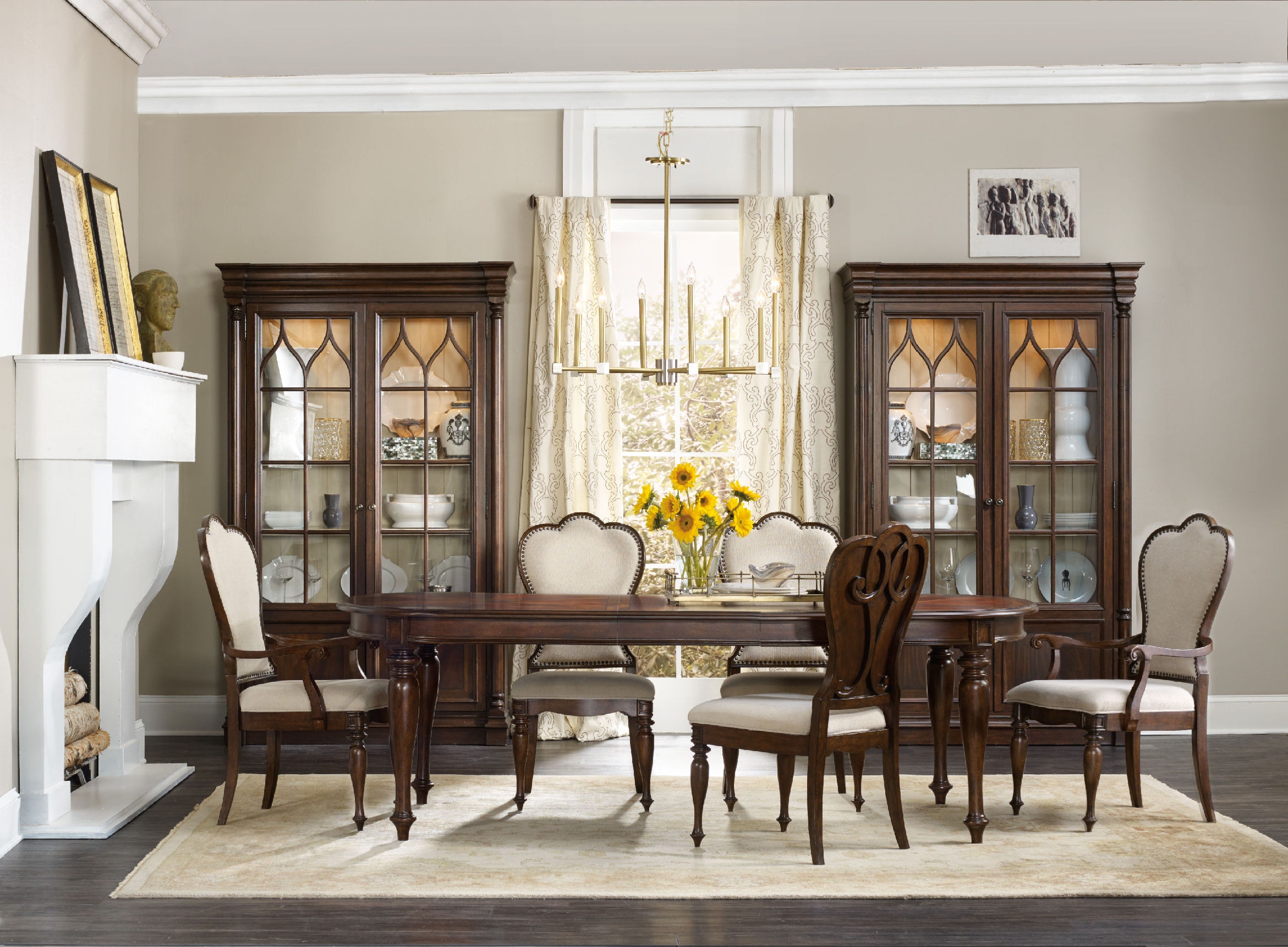 dining room set with display cabinet