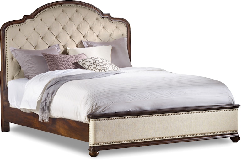 Hooker Furniture Leesburg Leesburg Queen Upholstered Bed with Wood Rails 5381-90950
