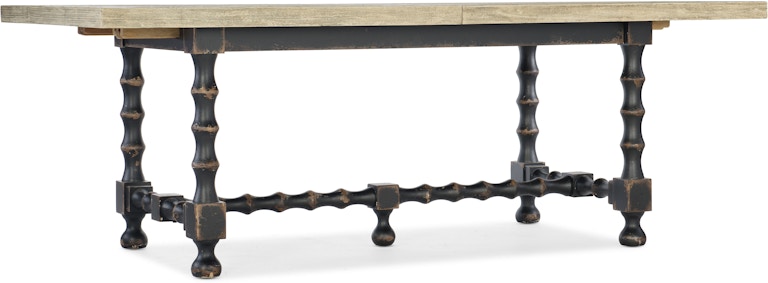 Hooker Furniture Ciao Bella Ciao Bella 84in Trestle Table w/ 2-18in Leaves-Flaky White/Black 5805-75200-80