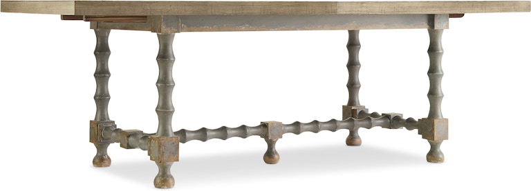 Hooker Furniture Ciao Bella 84in Trestle Table w/ 2-18in Leaves-Natural/Gray 5805-75200-85 5805-75200-85
