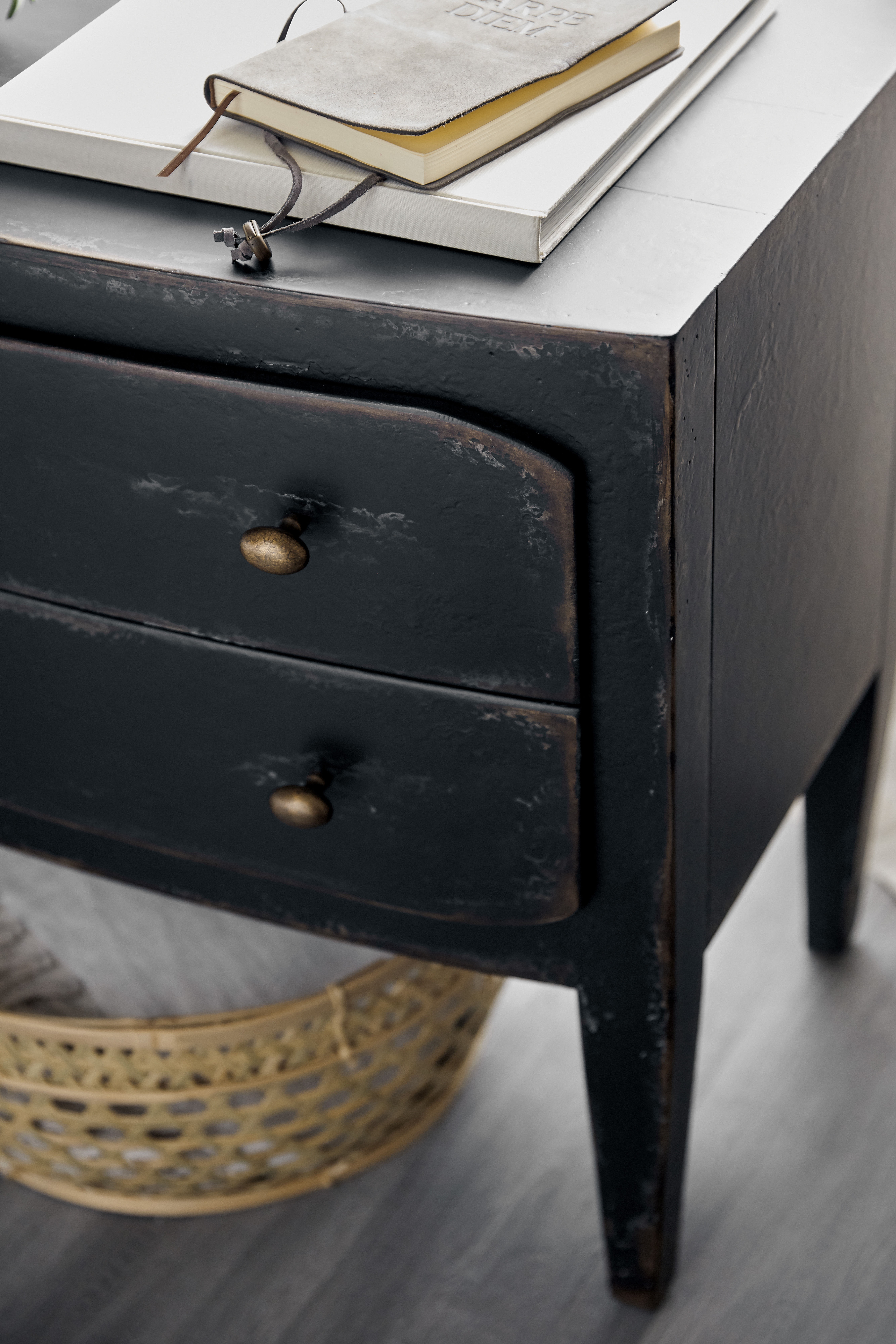 Two 2024 black nightstands