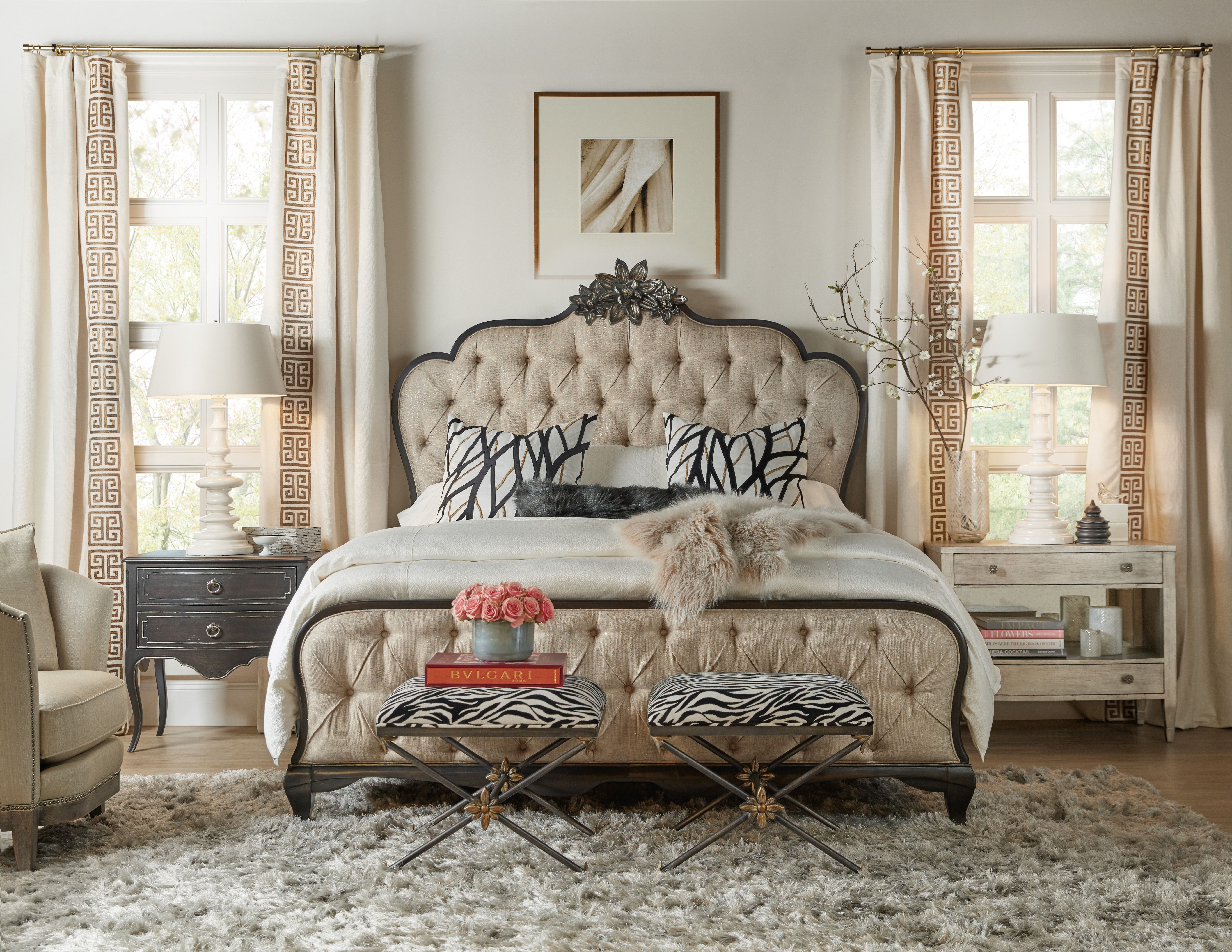 Hooker Furniture Bedroom Sanctuary Zebre Bed Bench 5845-90019-99