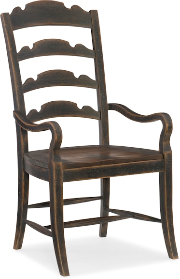 Hooker Furniture Hill Country Hill Country Twin Sisters Ladderback Arm Chair - 2 per carton/price ea 5960-75300-BLK