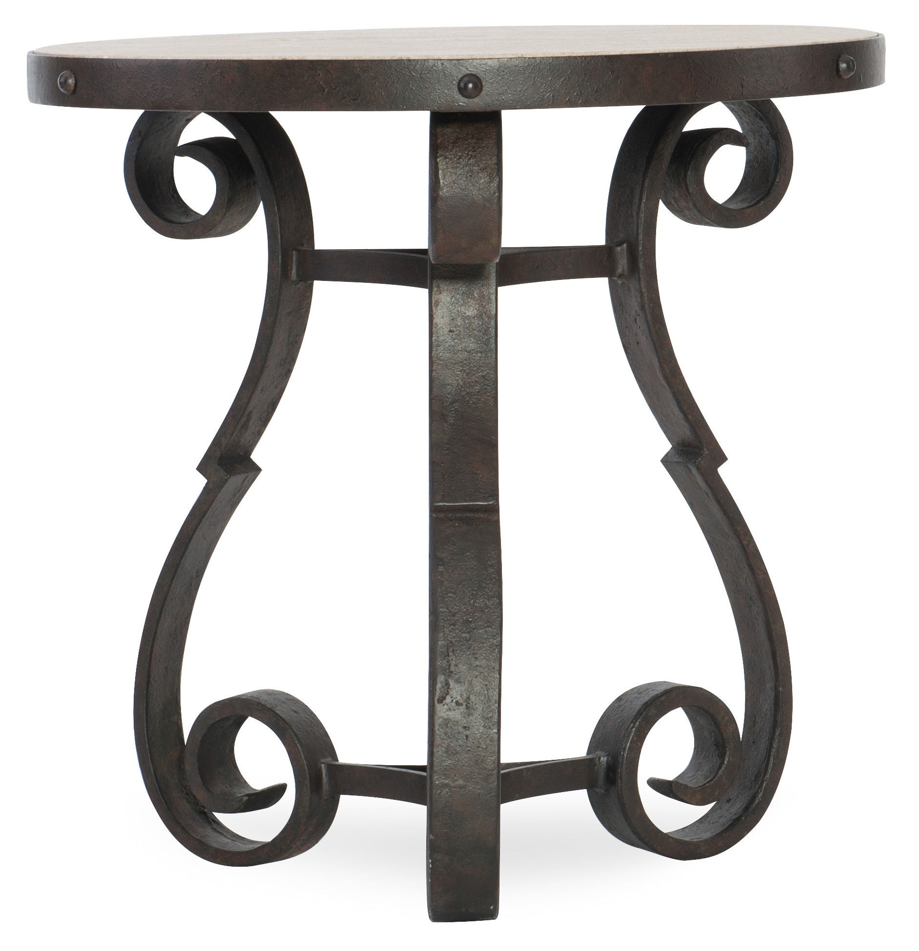 Hooker Furniture Living Room Luckenbach Metal and Stone End Table 