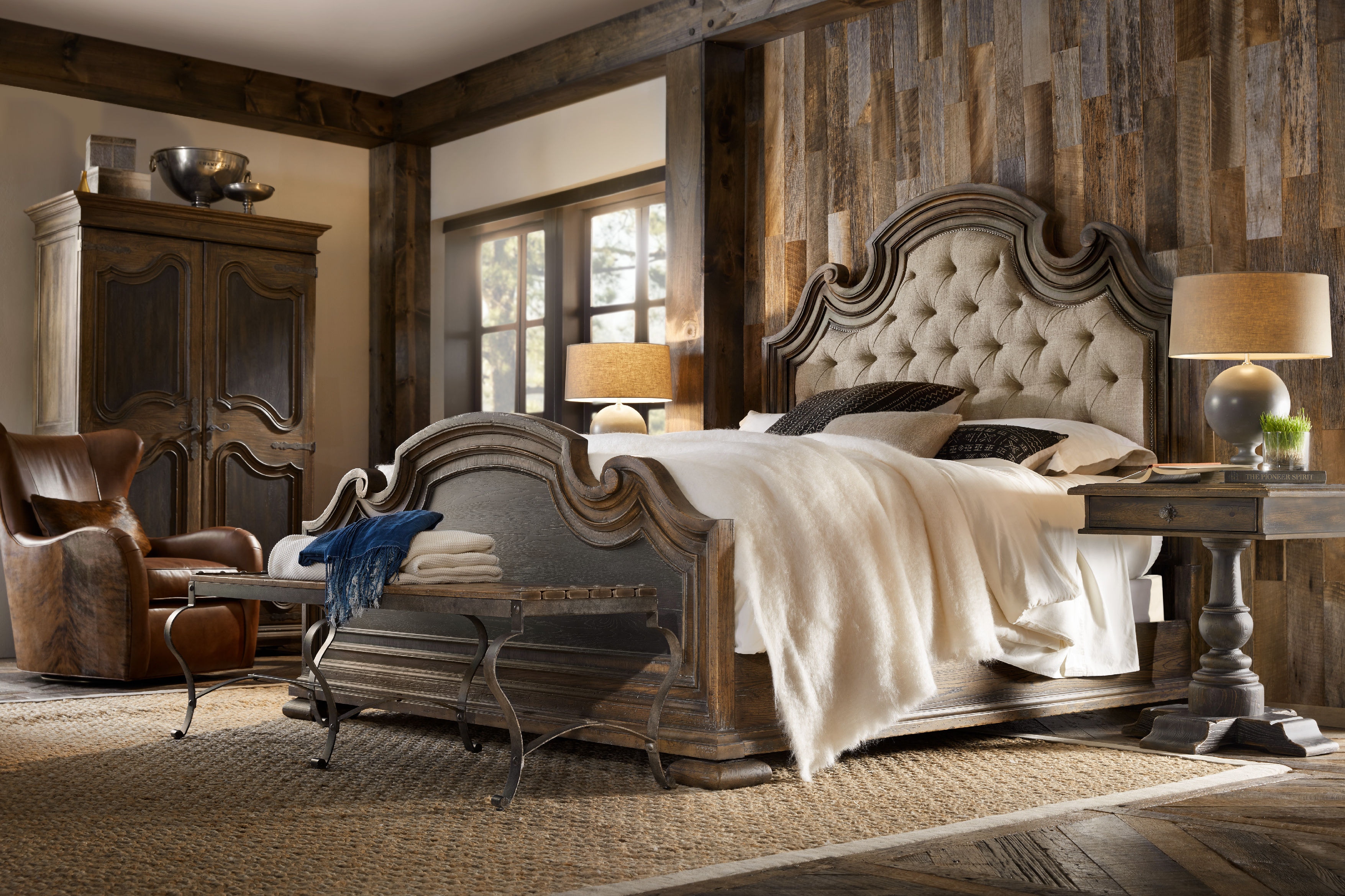 hooker bedroom furniture fair oaks king upholstered bed