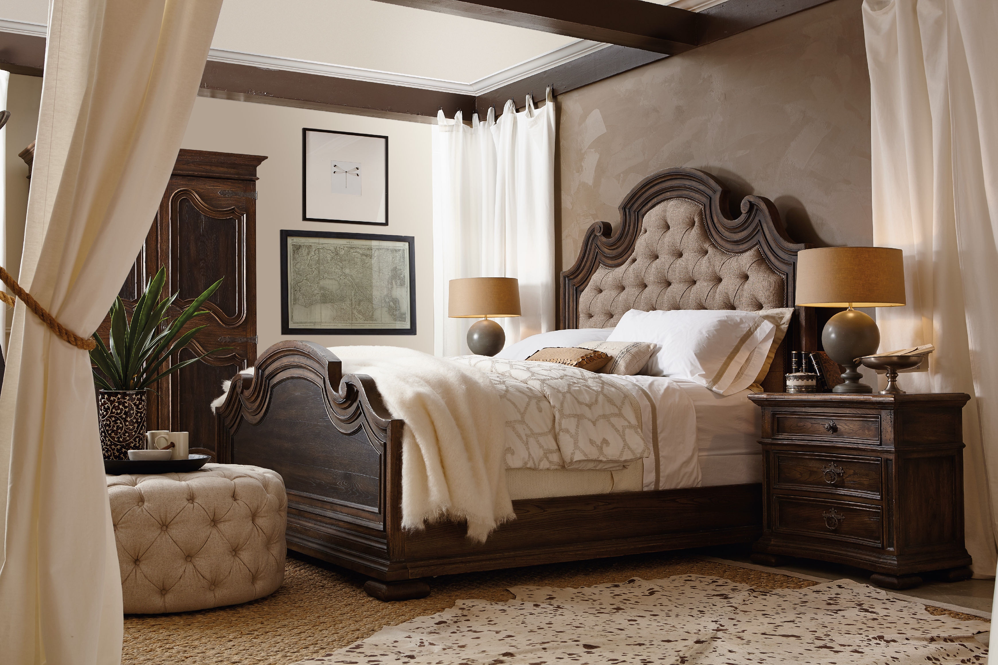 Hooker Furniture Bedroom Fair Oaks King Upholstered Bed 5960