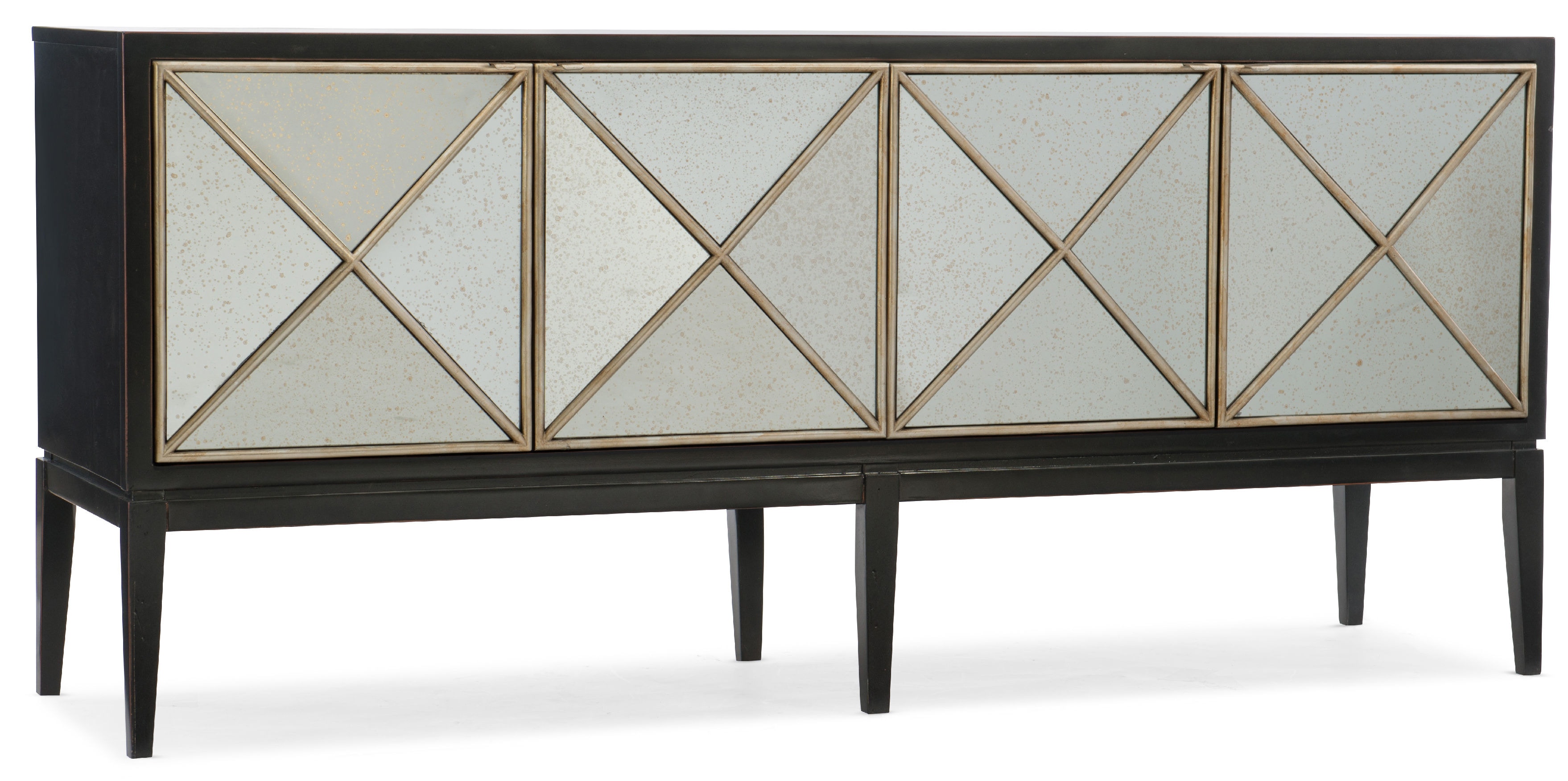 Silver credenza store with mirrored doors