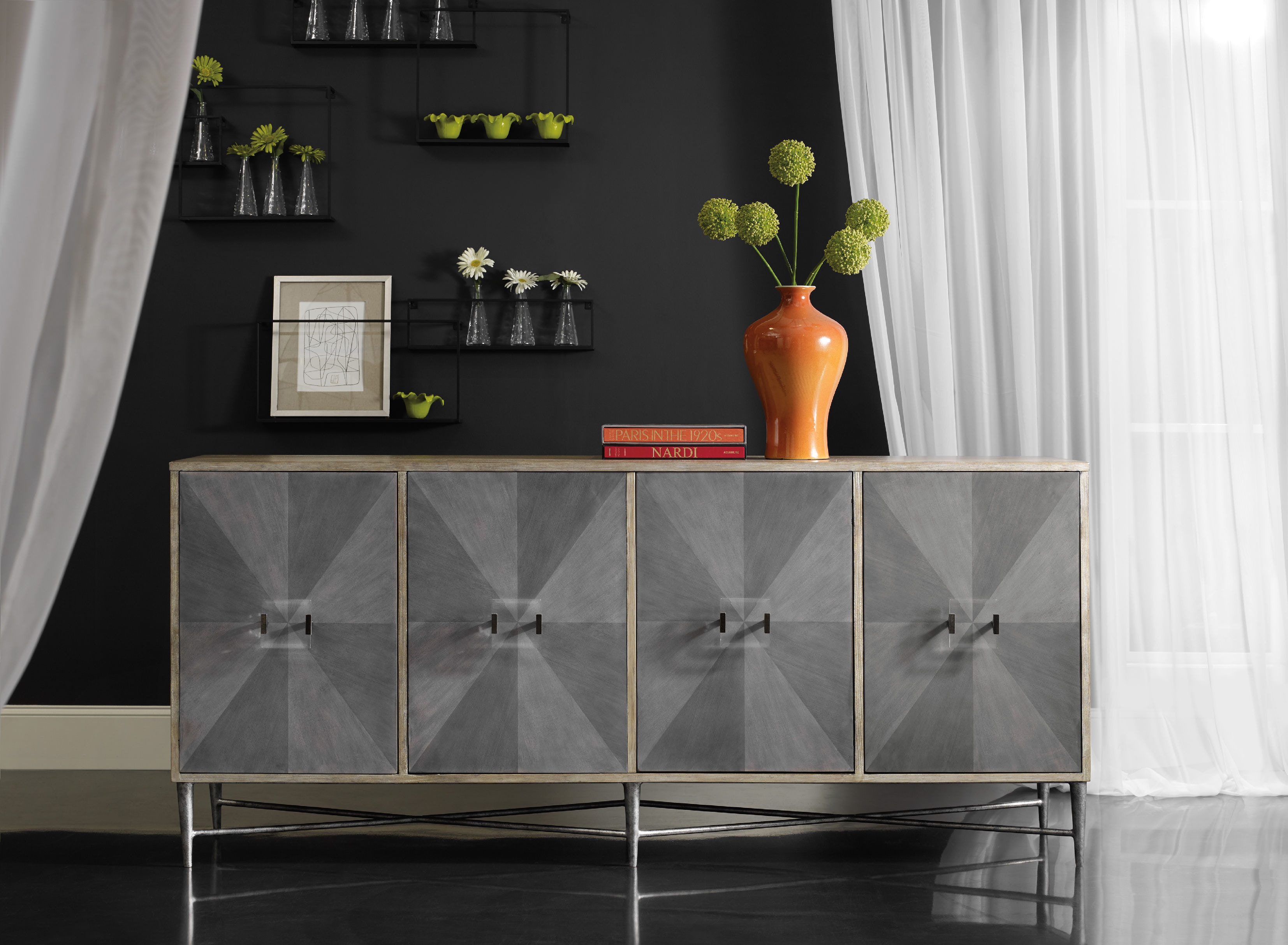 Hooker Furniture Living Room Melange Zola Four-Door Credenza Hooker Furniture Living Room Melange Zola Four-Door Credenza