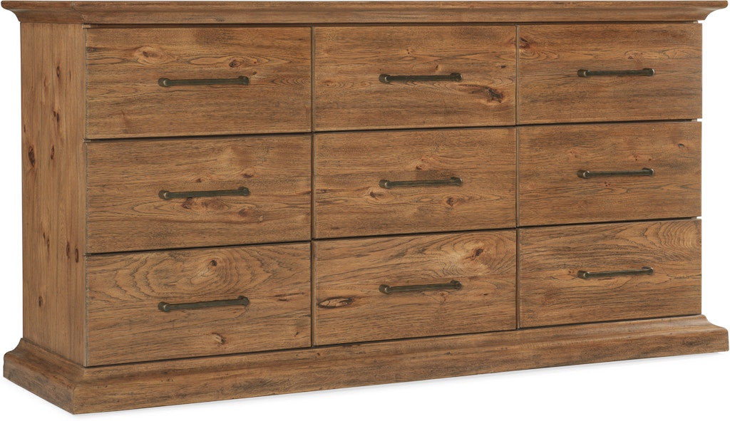 WIRED-BRUSHED RUSTIC BROWN FINISH 6-DRAWER