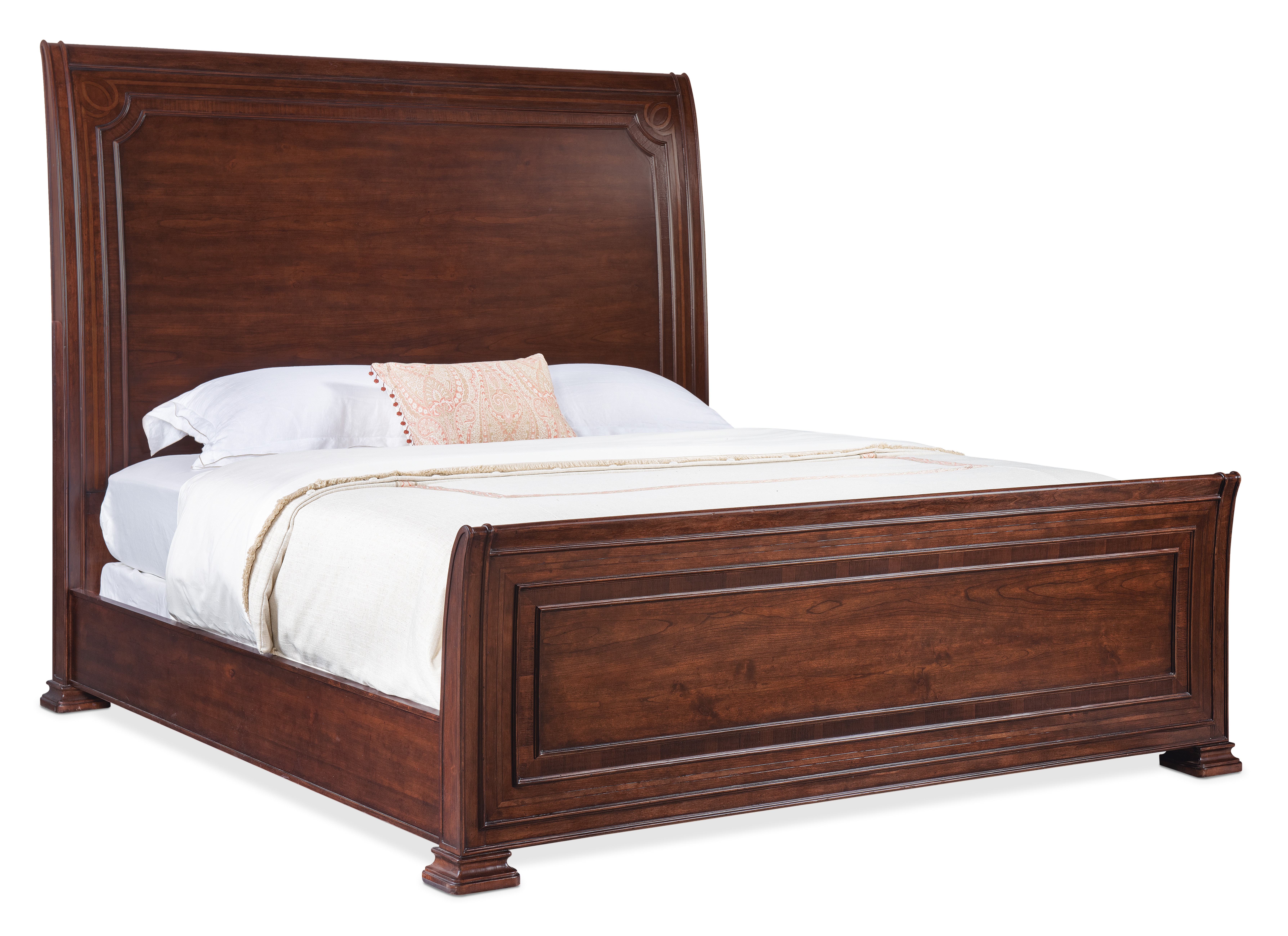 Cherry wood queen sleigh deals bedroom set