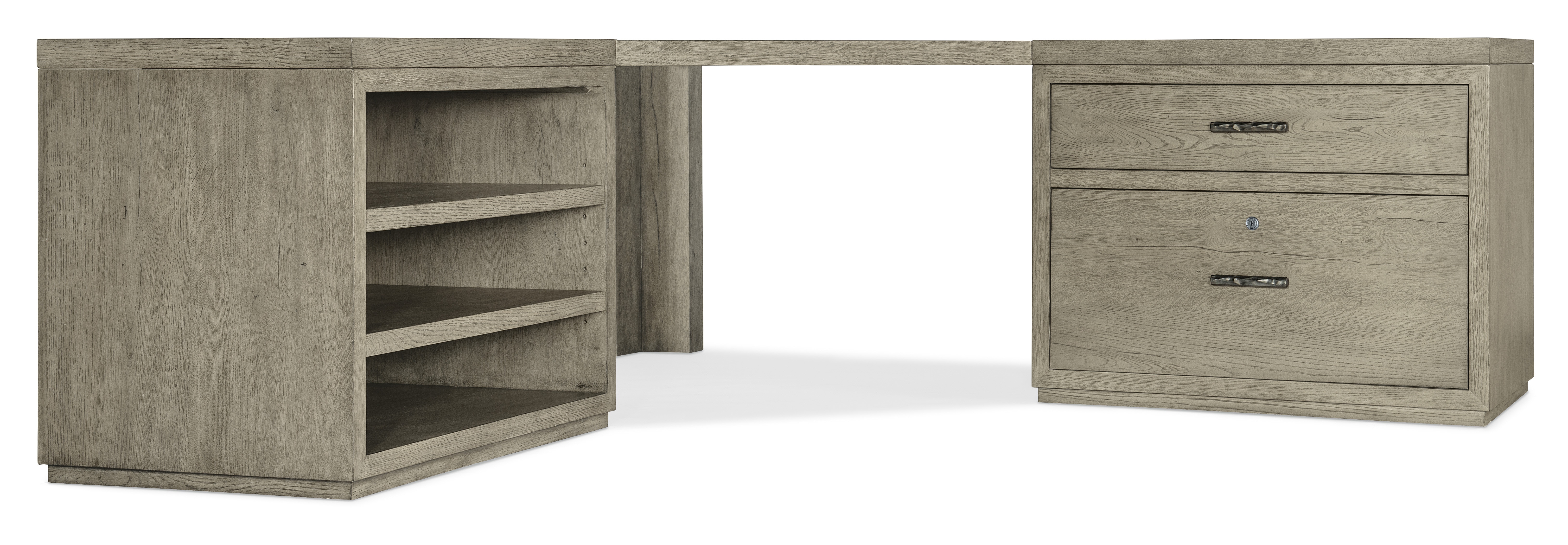 Hooker Furniture Linville Falls Corner Desk with Lateral File and Open Desk Cabinet 6150-10936-85