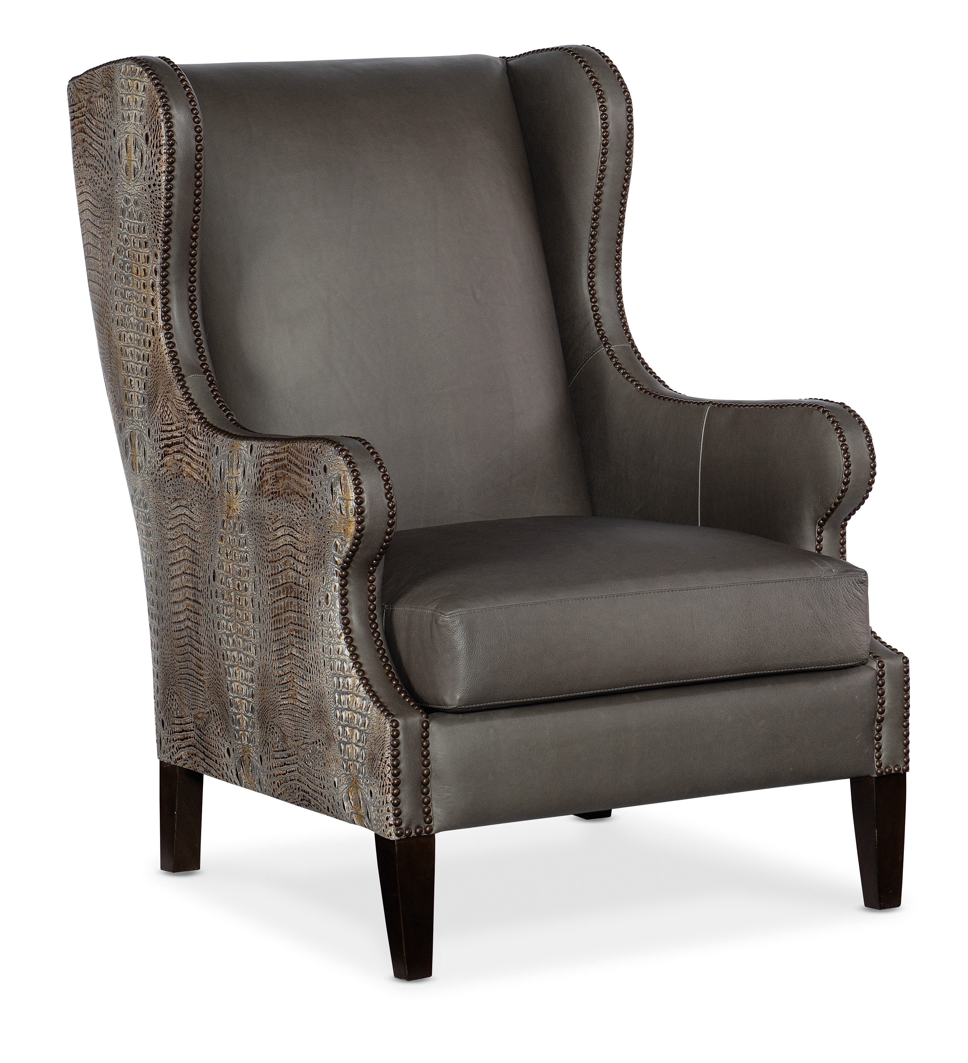 Grey leather on sale club chair