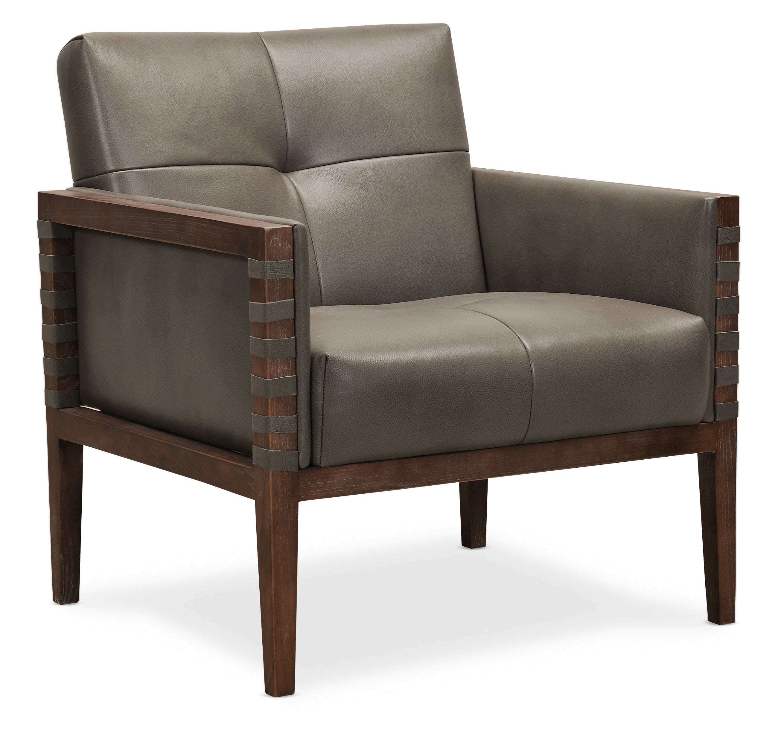 Hooker Furniture Living Room Carverdale Leather Club Chair w/Wood 